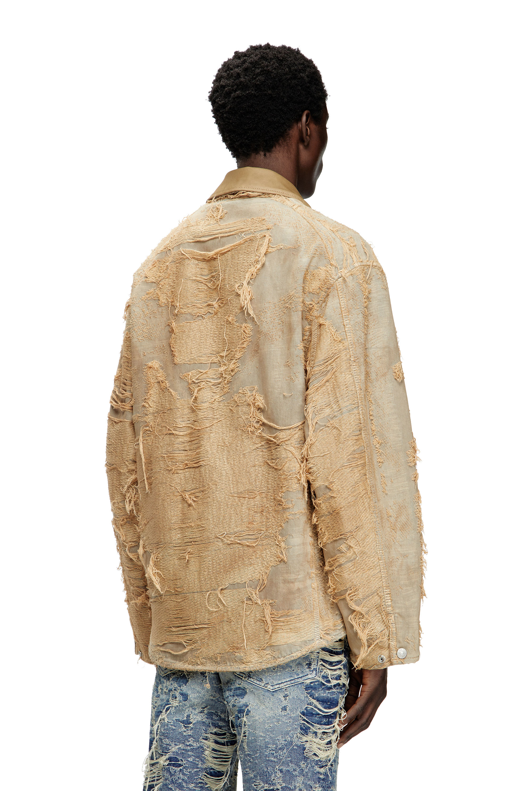 Diesel - D-IVAR-FSG, Male's Jacket in overdyed floating-thread denim in ライトブラウン - 4