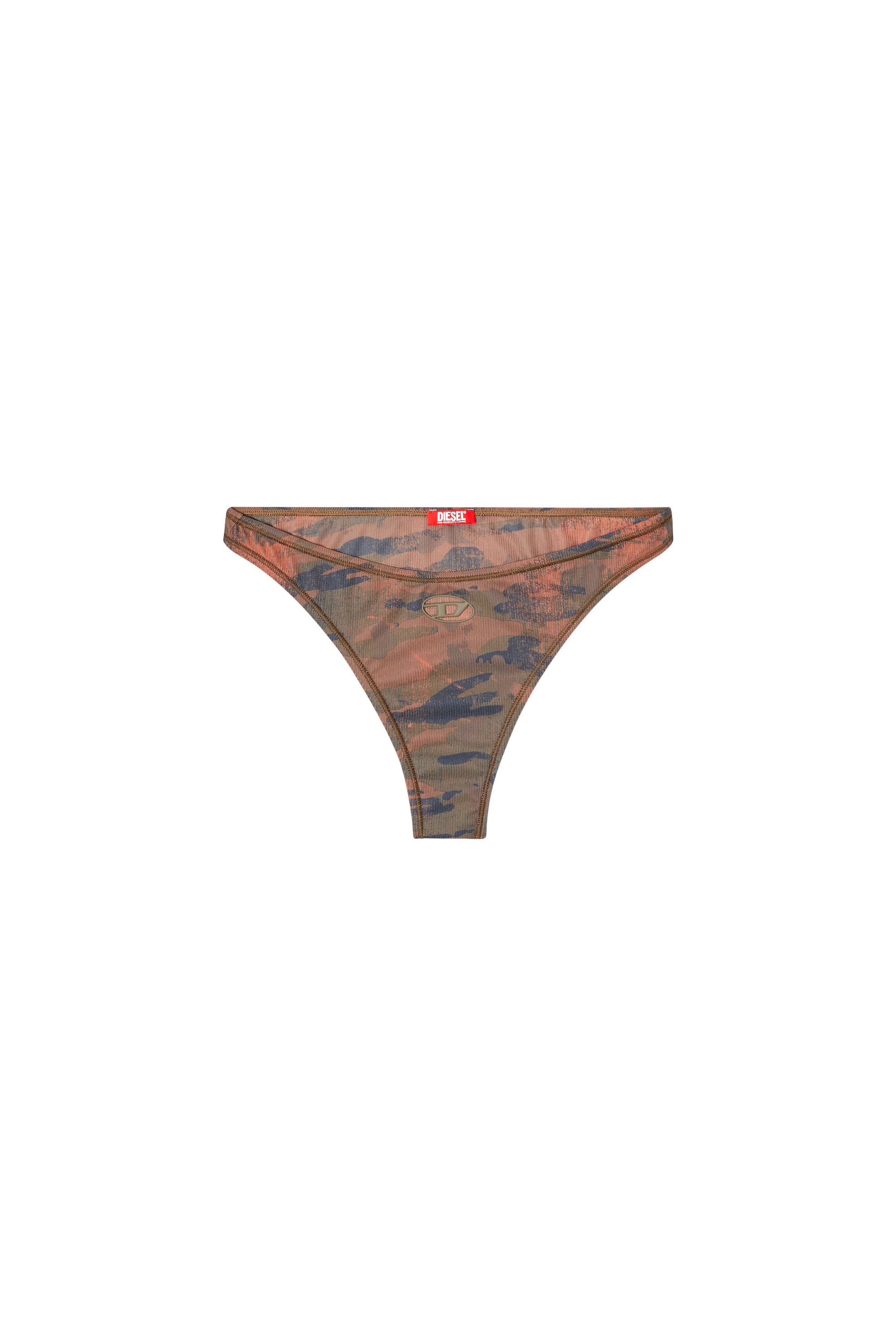Diesel - BUNCHY-UTLT, Female's Camo bikini bottoms with cut-out logo in ブラウン - 4