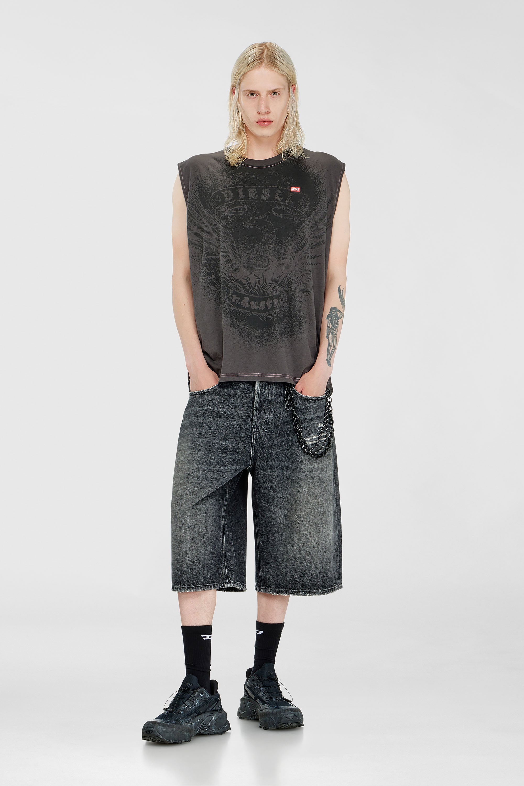 Diesel - T-BOXT-SL-NOTCH, Male's スリーブレストップ in ダークグレー - 2