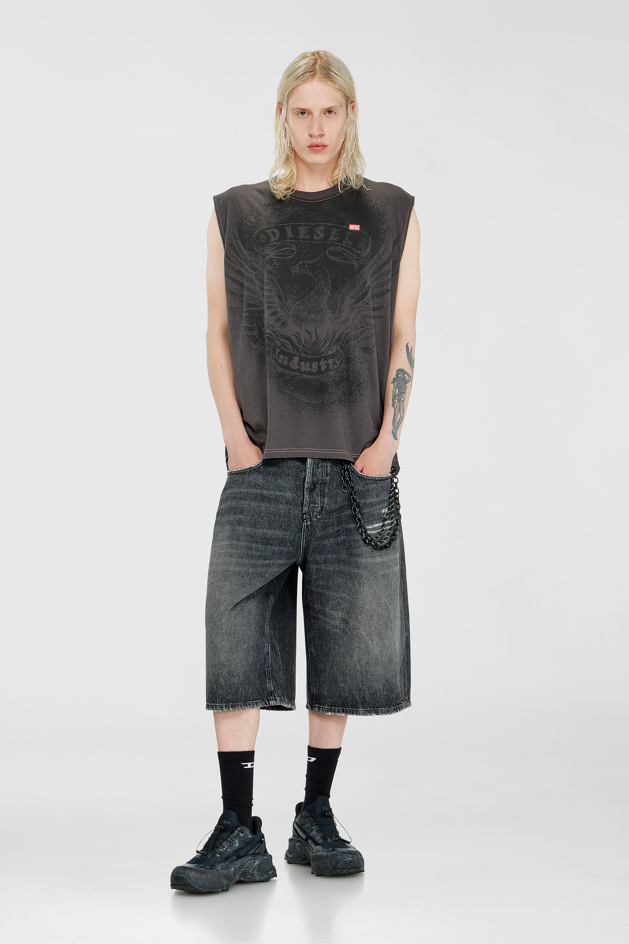 Diesel - T-BOXT-SL-NOTCH, Male's スリーブレストップ in ダークグレー - 1
