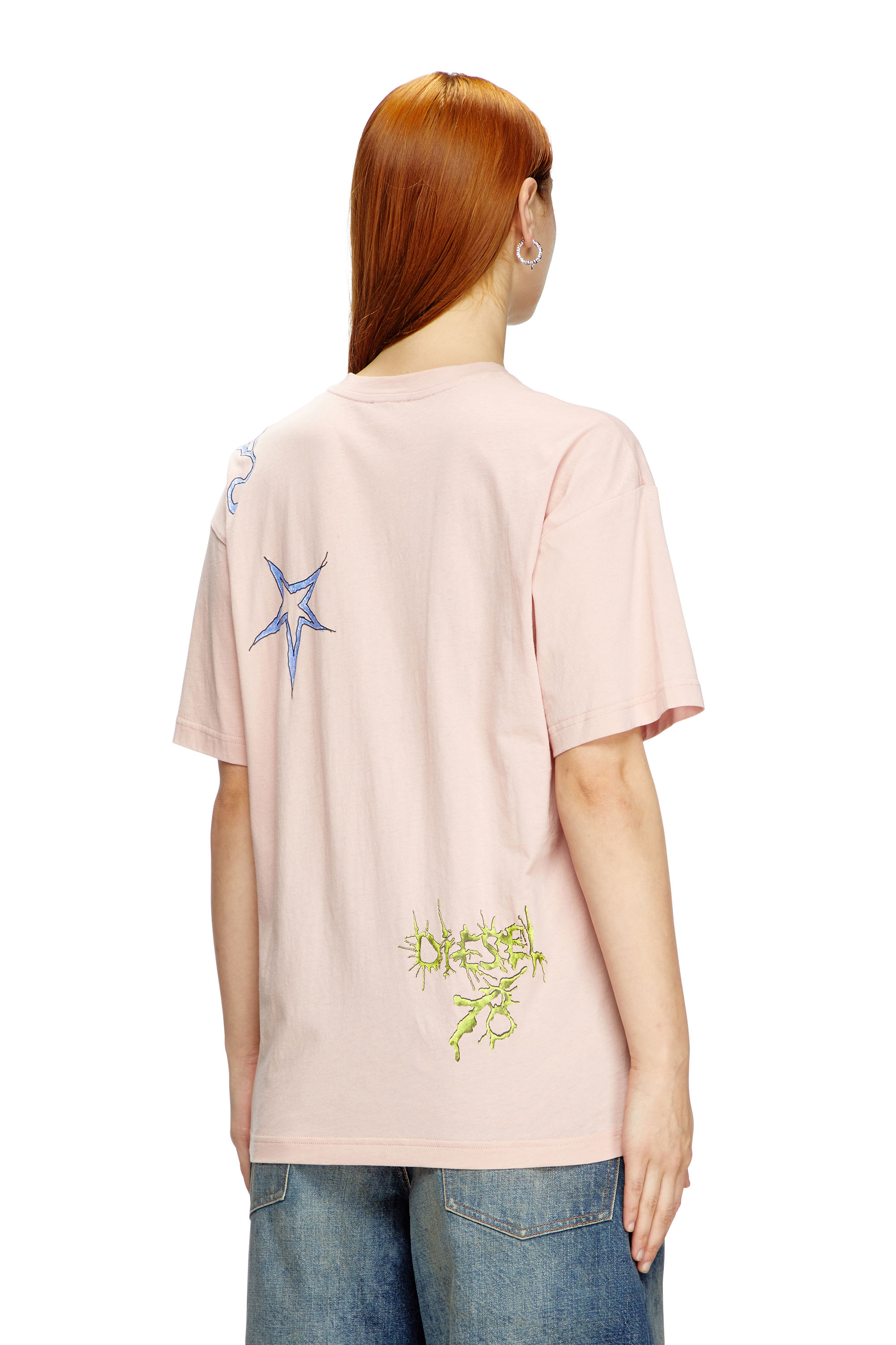 Diesel - T-BUXT-Q1, Female's Tシャツ in ピンク / ホワイト - 4