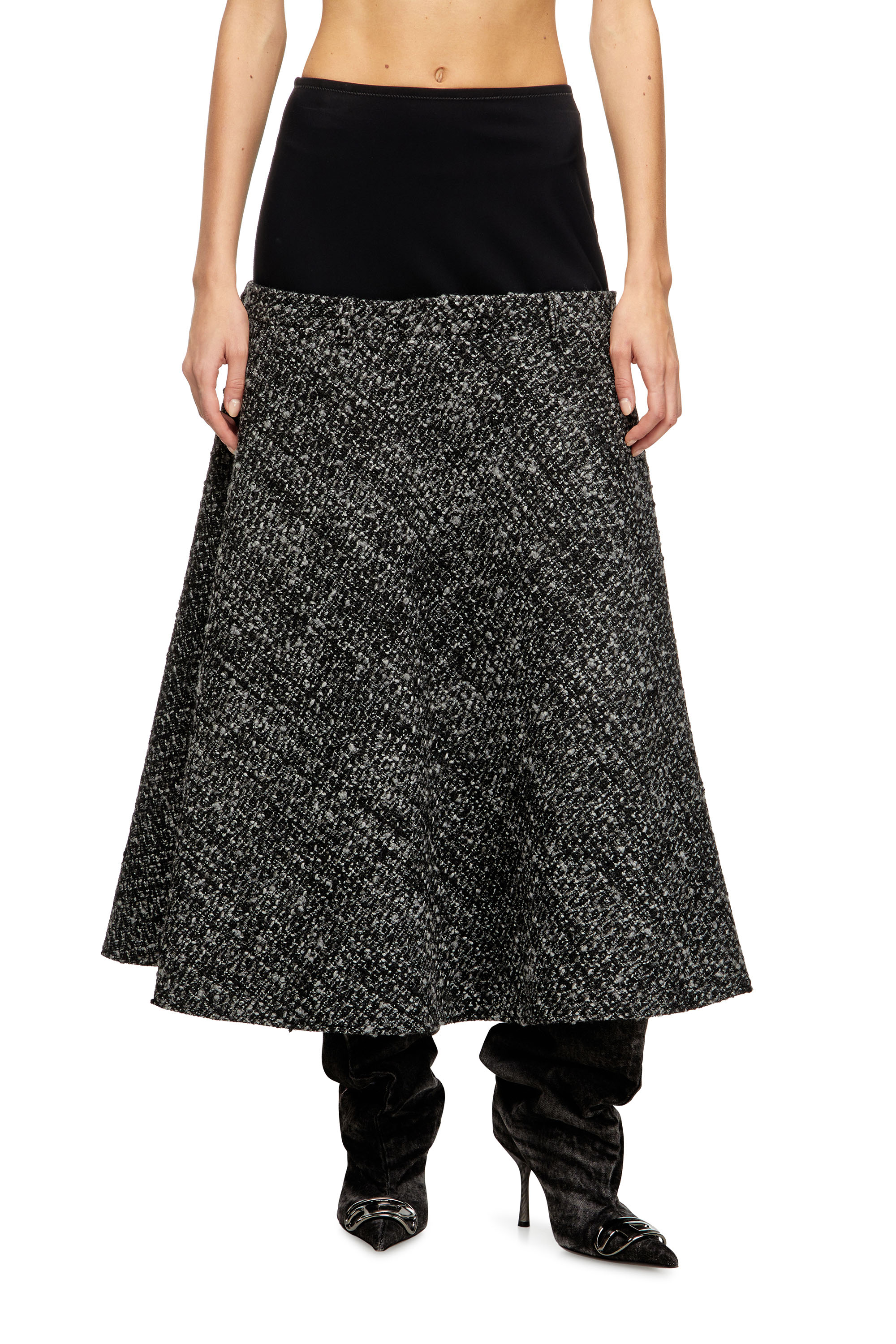 Diesel - O-GRACE, Female's Bouclé skirt with stretch waist in ブラック - 3
