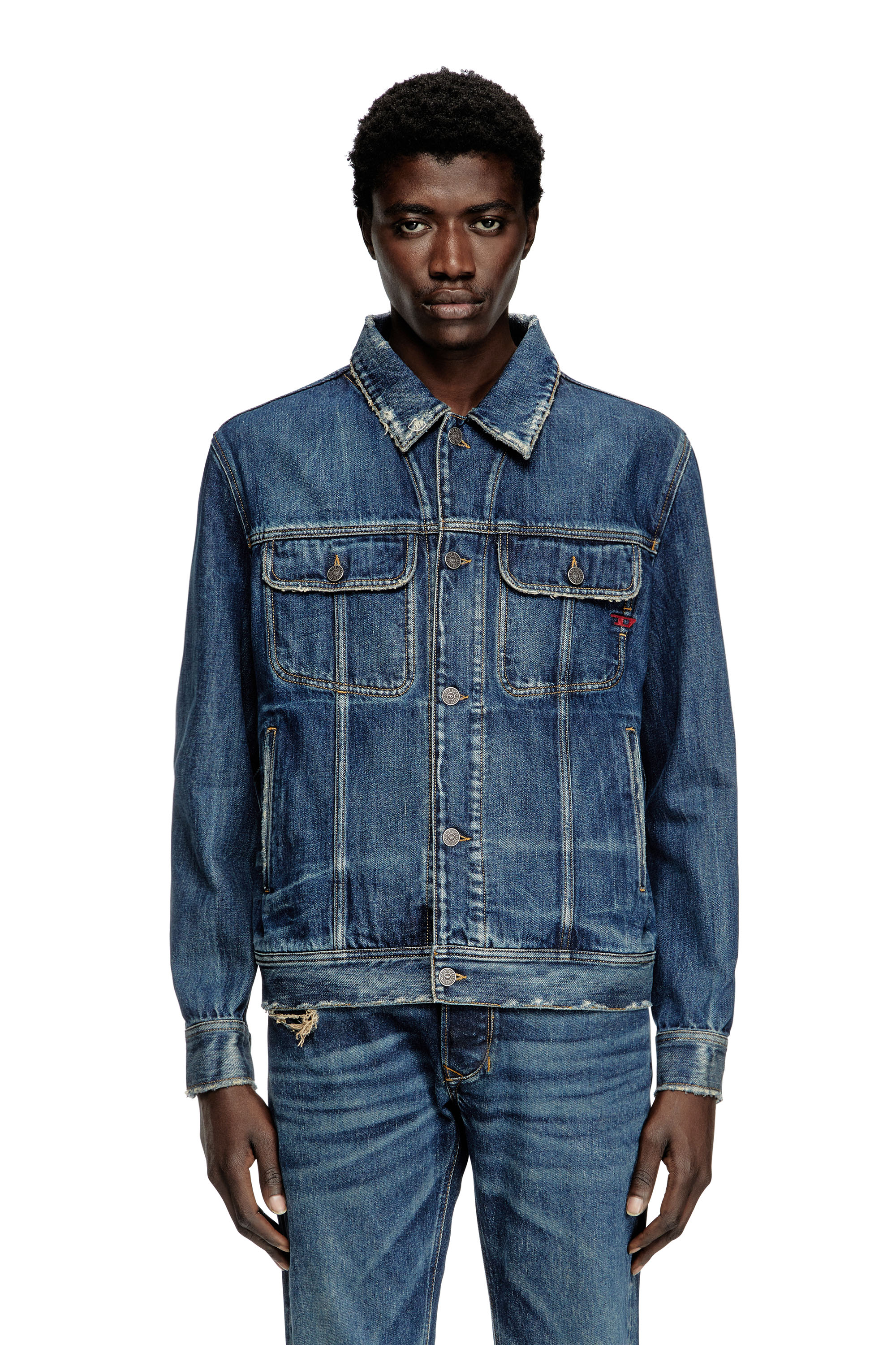 Diesel - D-BARCY, Male's Regular-fit trucker jacket in ダークブルー - 3