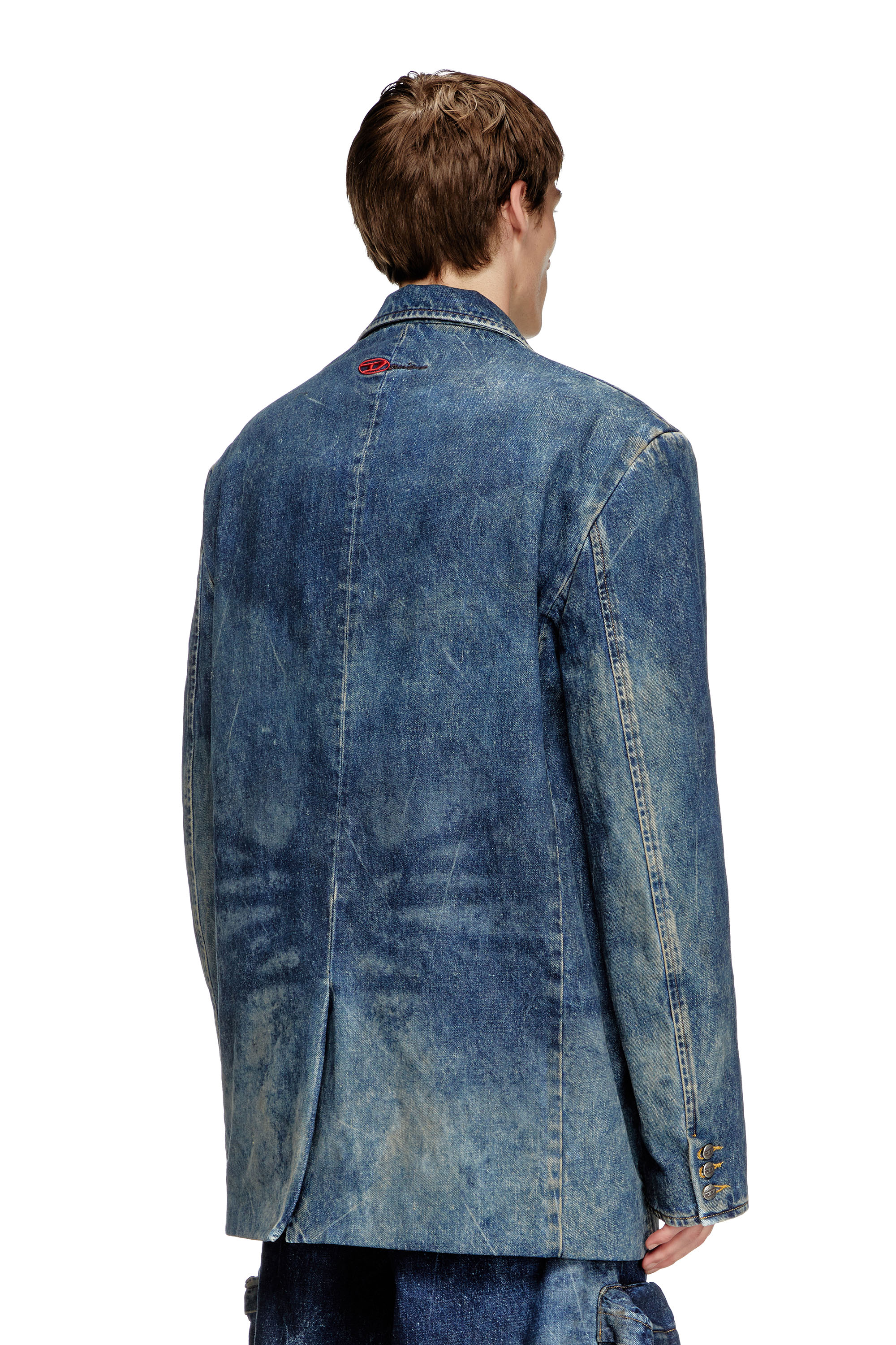 Diesel - D-OVER-DD, Unisex's Blazer in hand-treated dirty denim in ダークブルー - 4