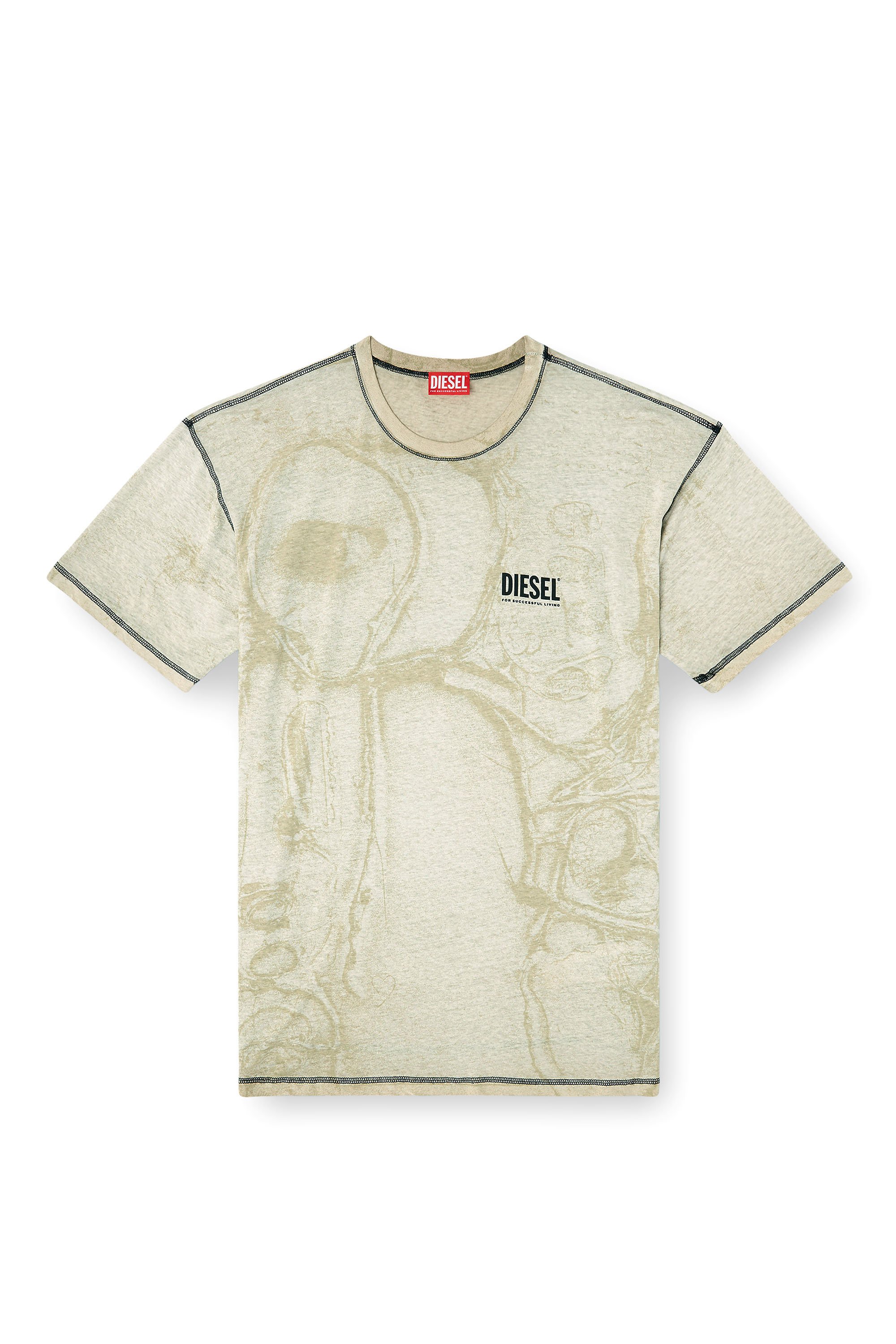 Diesel - T-NORM-V15, Male's Hemp-cotton T-shirt with all-over print in グレー - 3