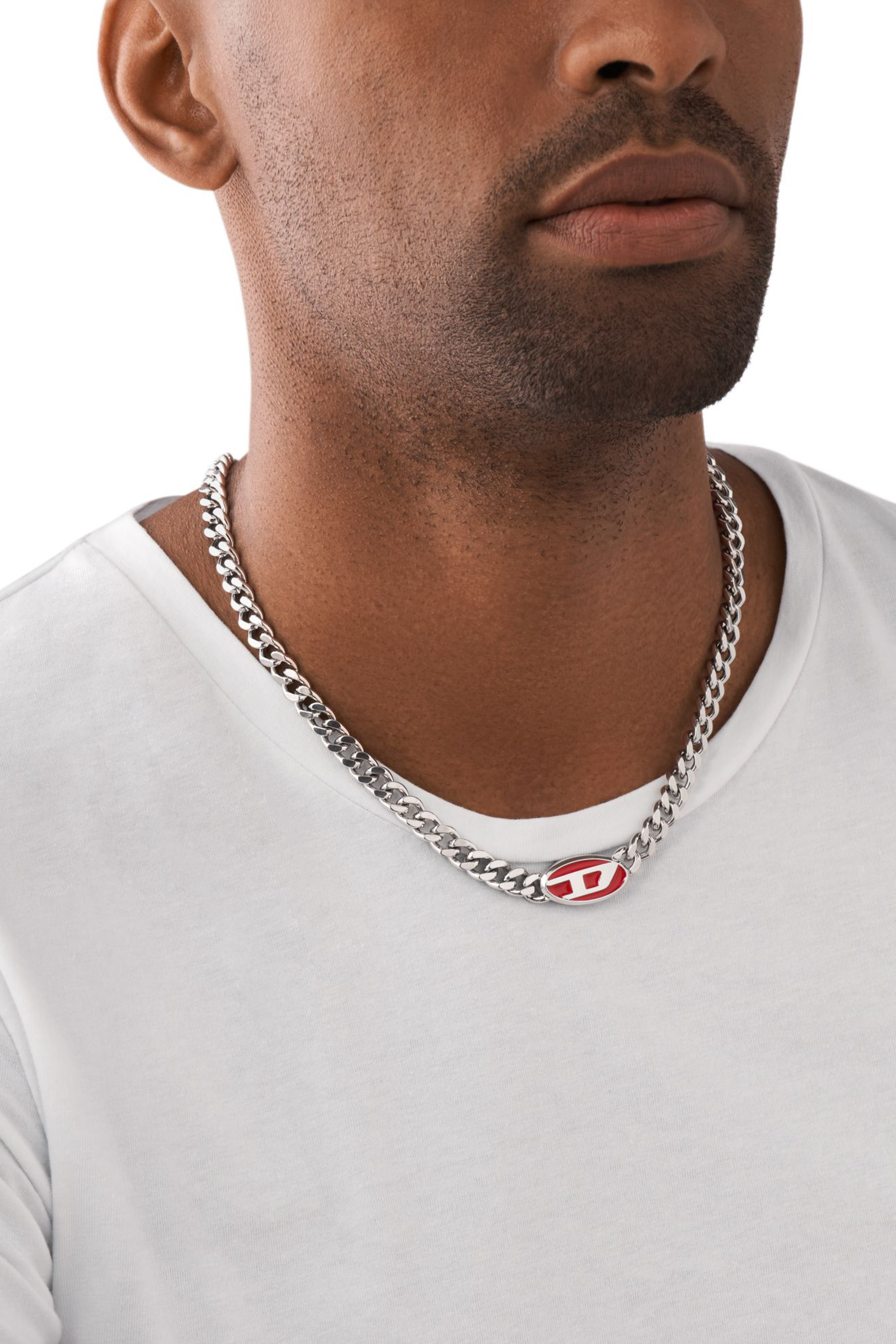 Diesel - DX1446, Unisex's Red enamel chain necklace in シルバー - 3