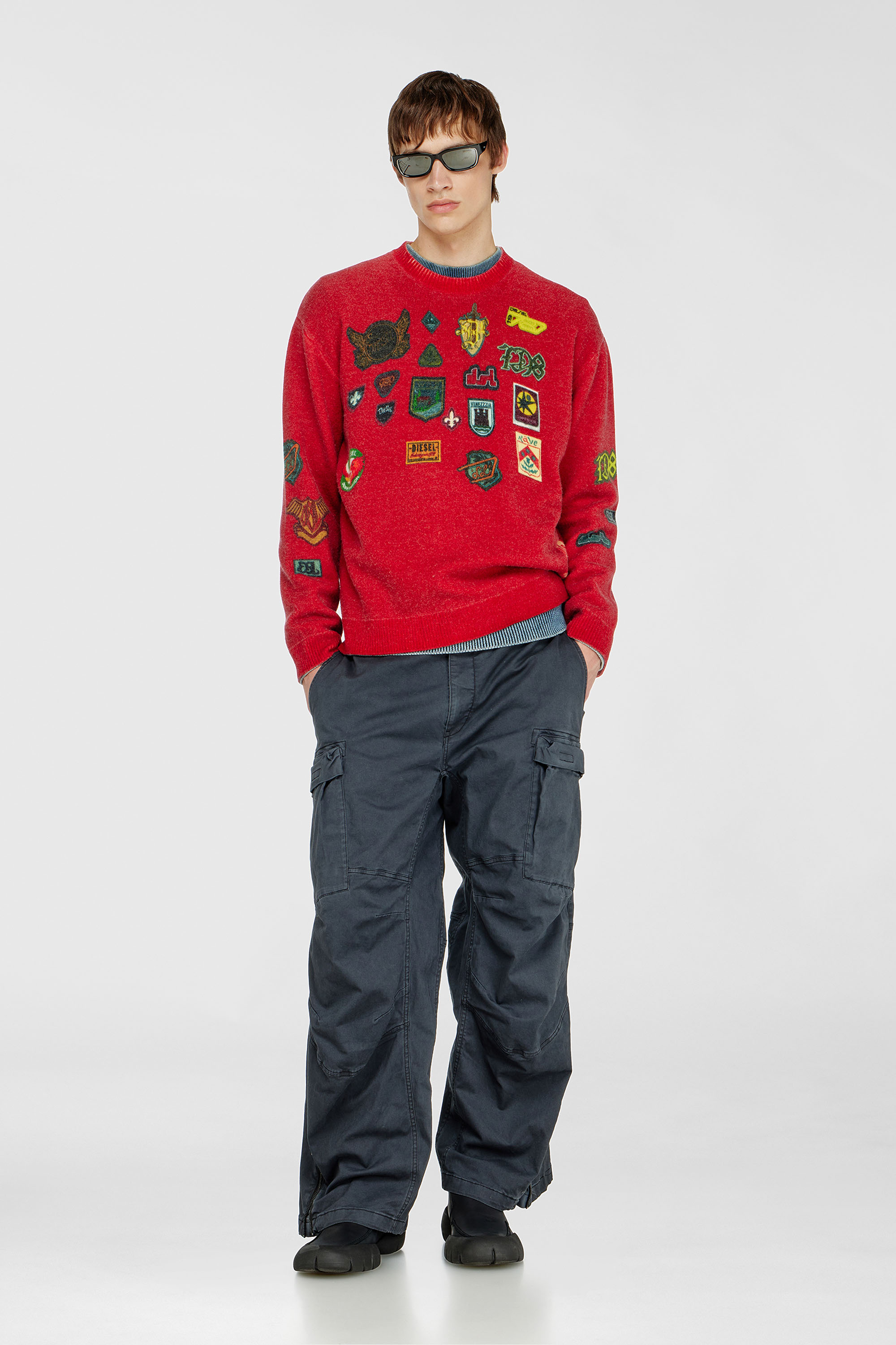 Diesel - K-PATCY, Male's プルオーバーニット in レッド - 2