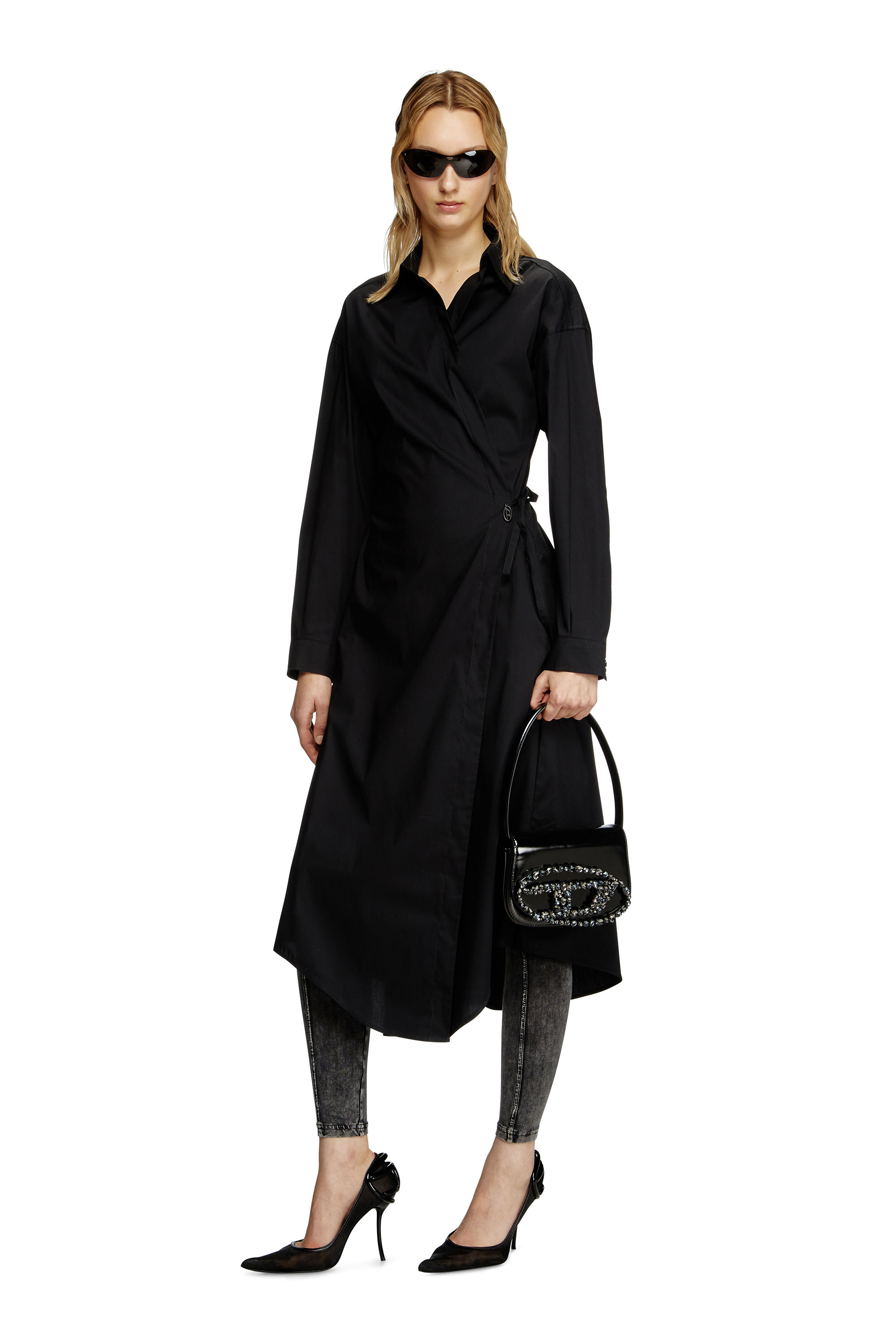 Diesel - 1DR, Female's 1DR-Iconic shoulder bag in mirror leather in ブラック - 6