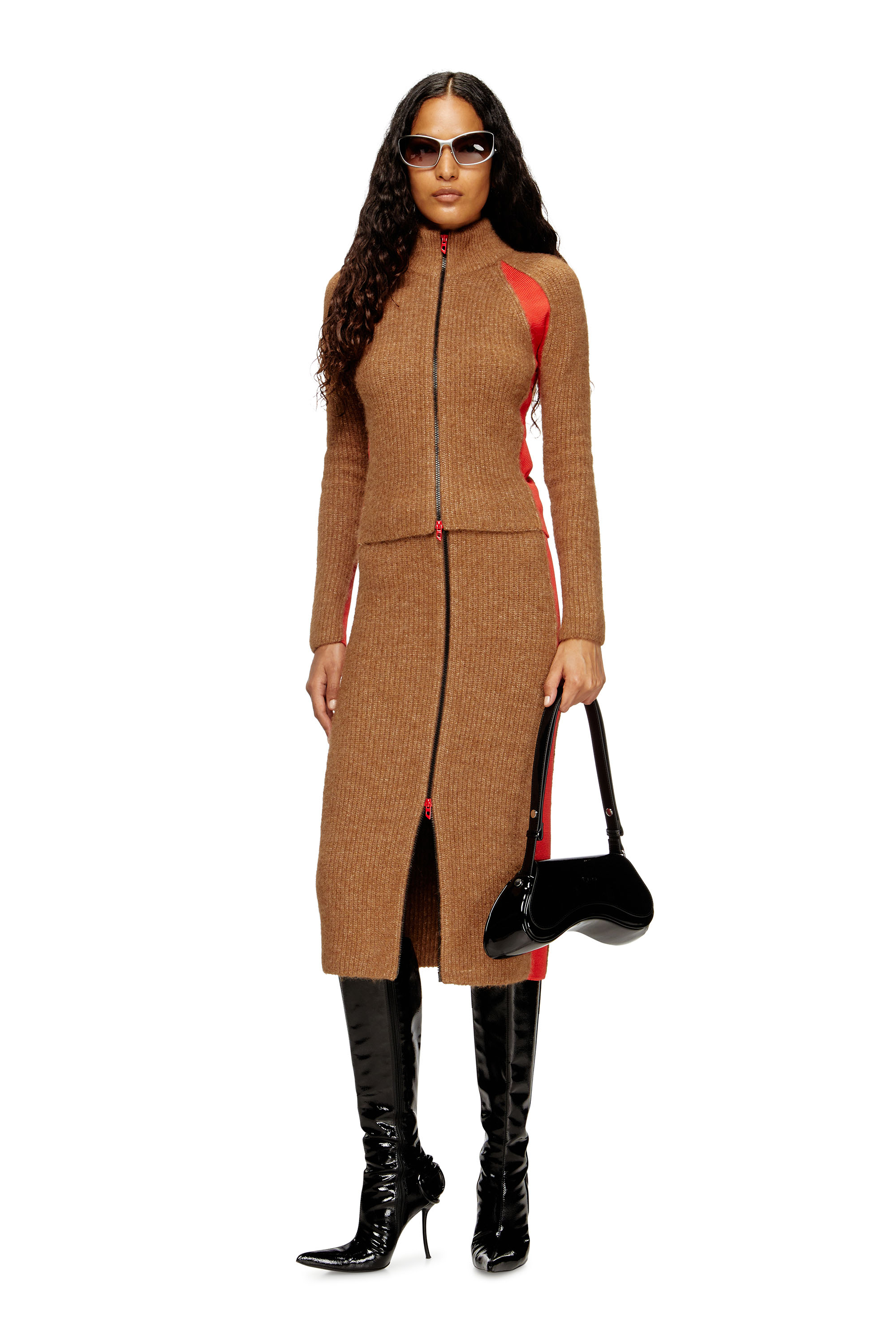 Diesel - M-LOUISE, Female's ジップカーディガン in ブラウン - 1