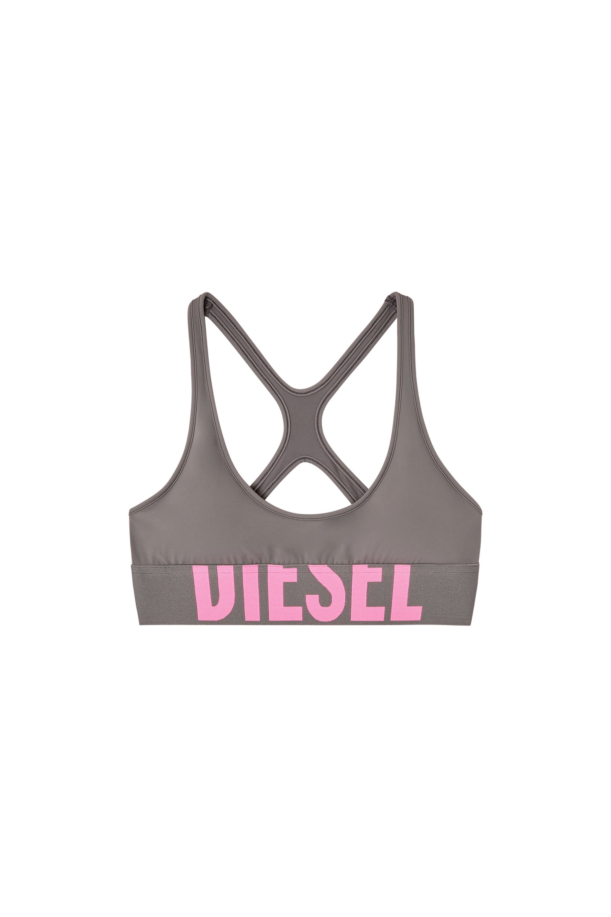 Diesel - ALLISON-D-POP, Female's Microfibre sports bra with cut-off logo in グレー - 4