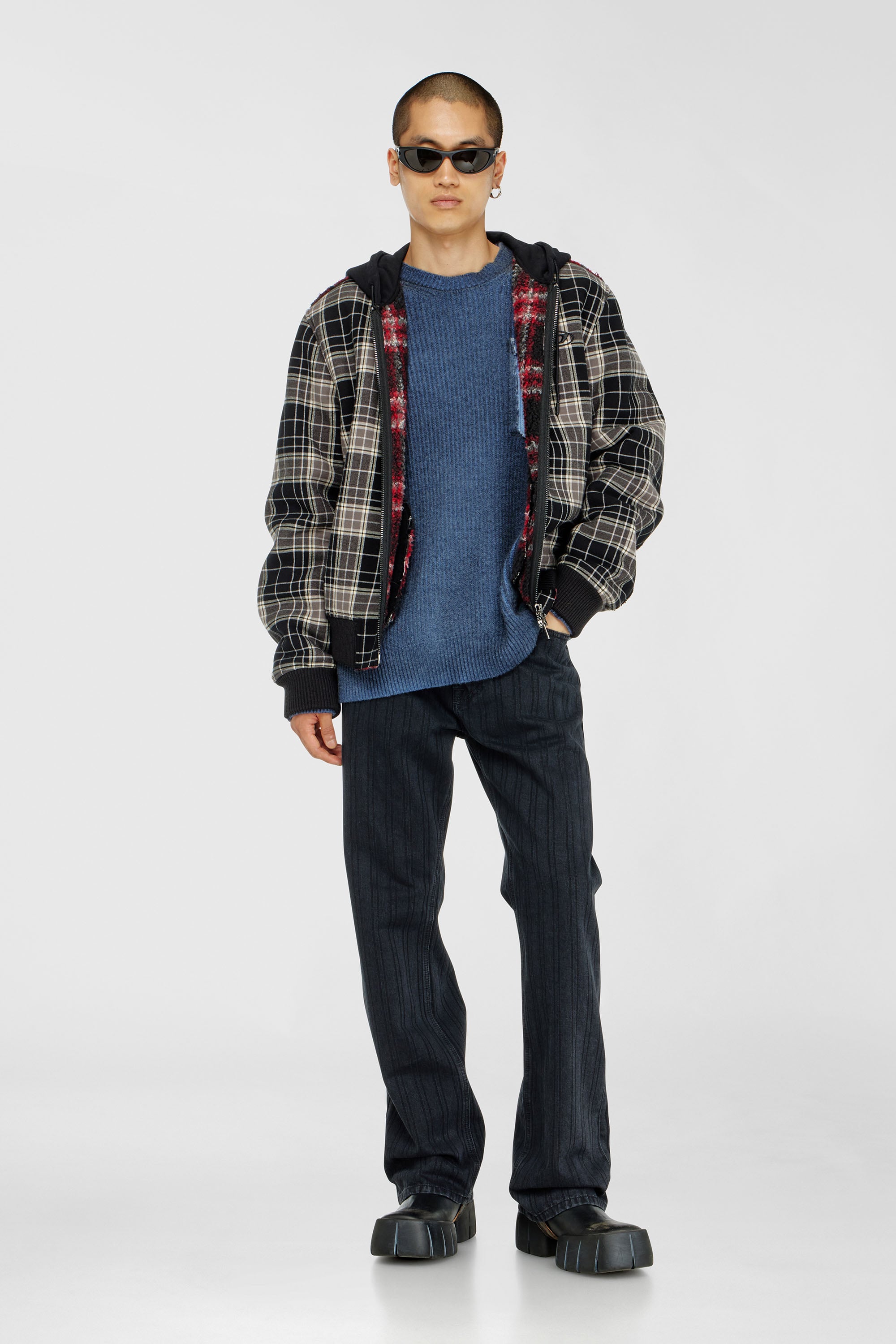 Diesel - W-KUNST, Male's ボンバージャケット in グレー/ブラック - 1