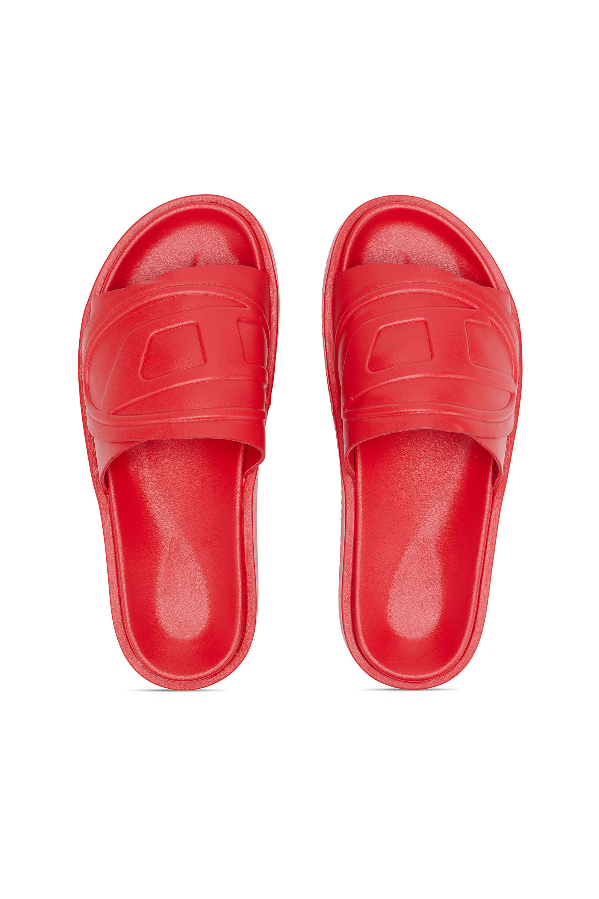 Diesel - SA-SLIDE D OVAL, Unisex's Sa-Slide D-PU slides with embossed Oval D in レッド - 5