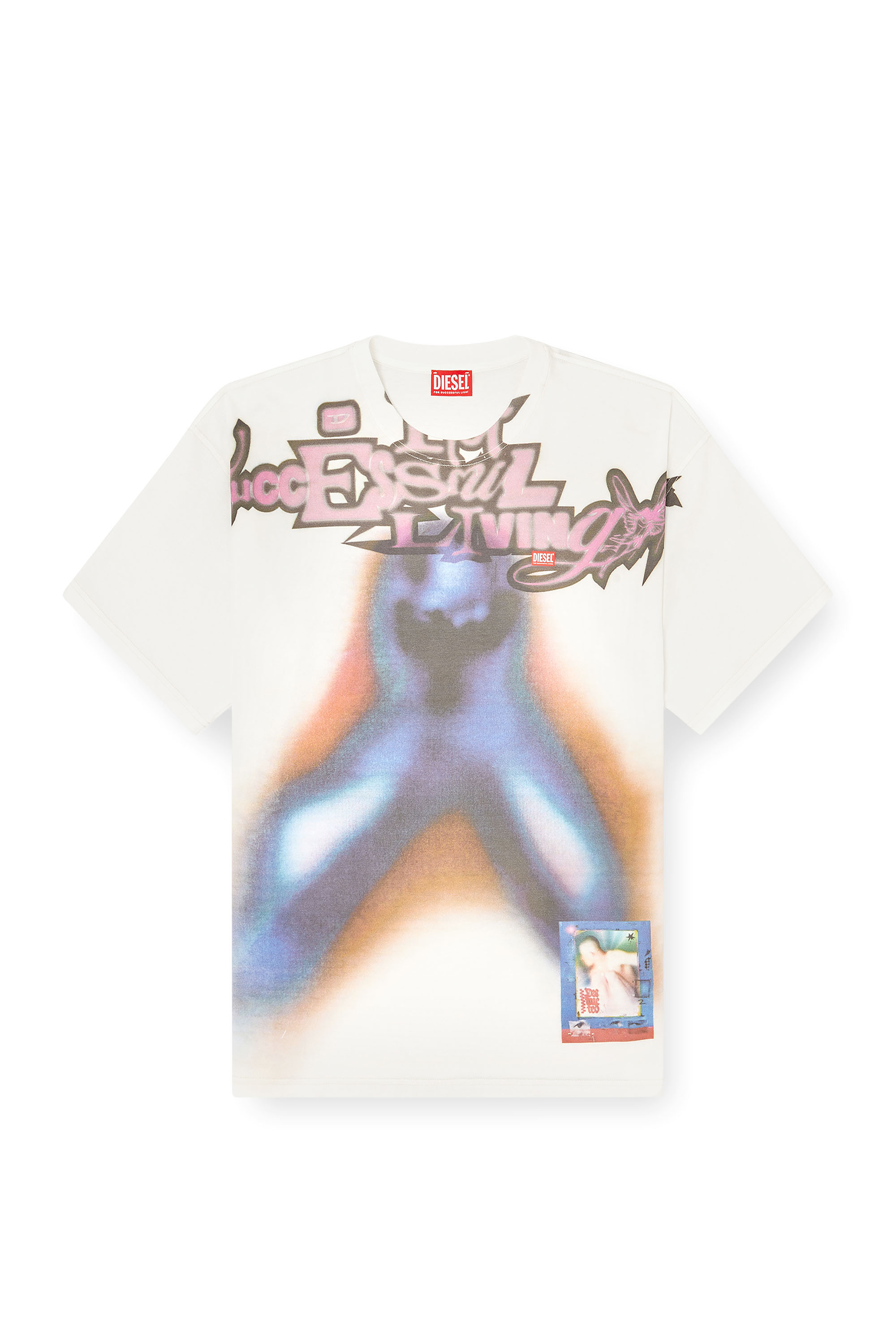 Diesel - T-BOXT-V13, Male's Tシャツ in ブルー/オレンジ - 2