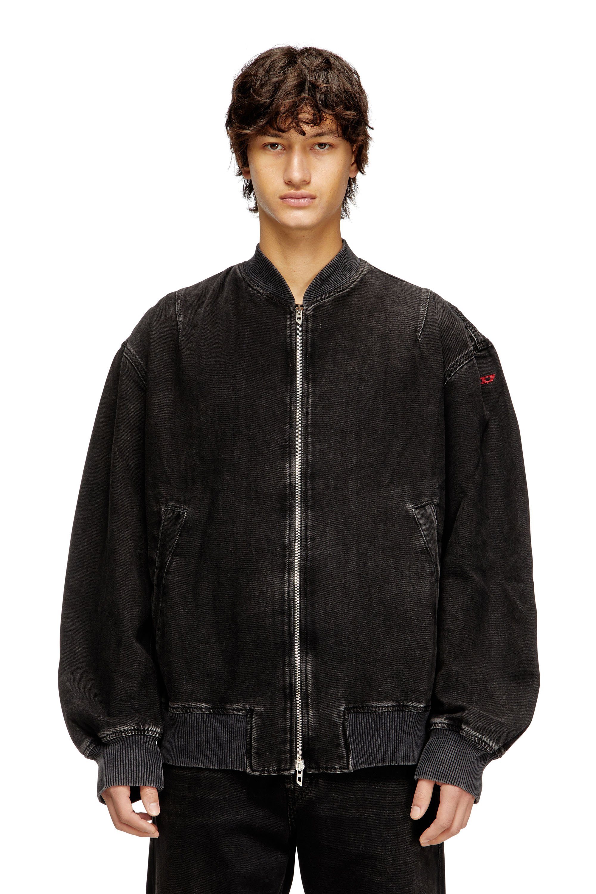 Diesel - D-VINZ, Male's Bomber jacket in clean-wash denim in ブラック - 1