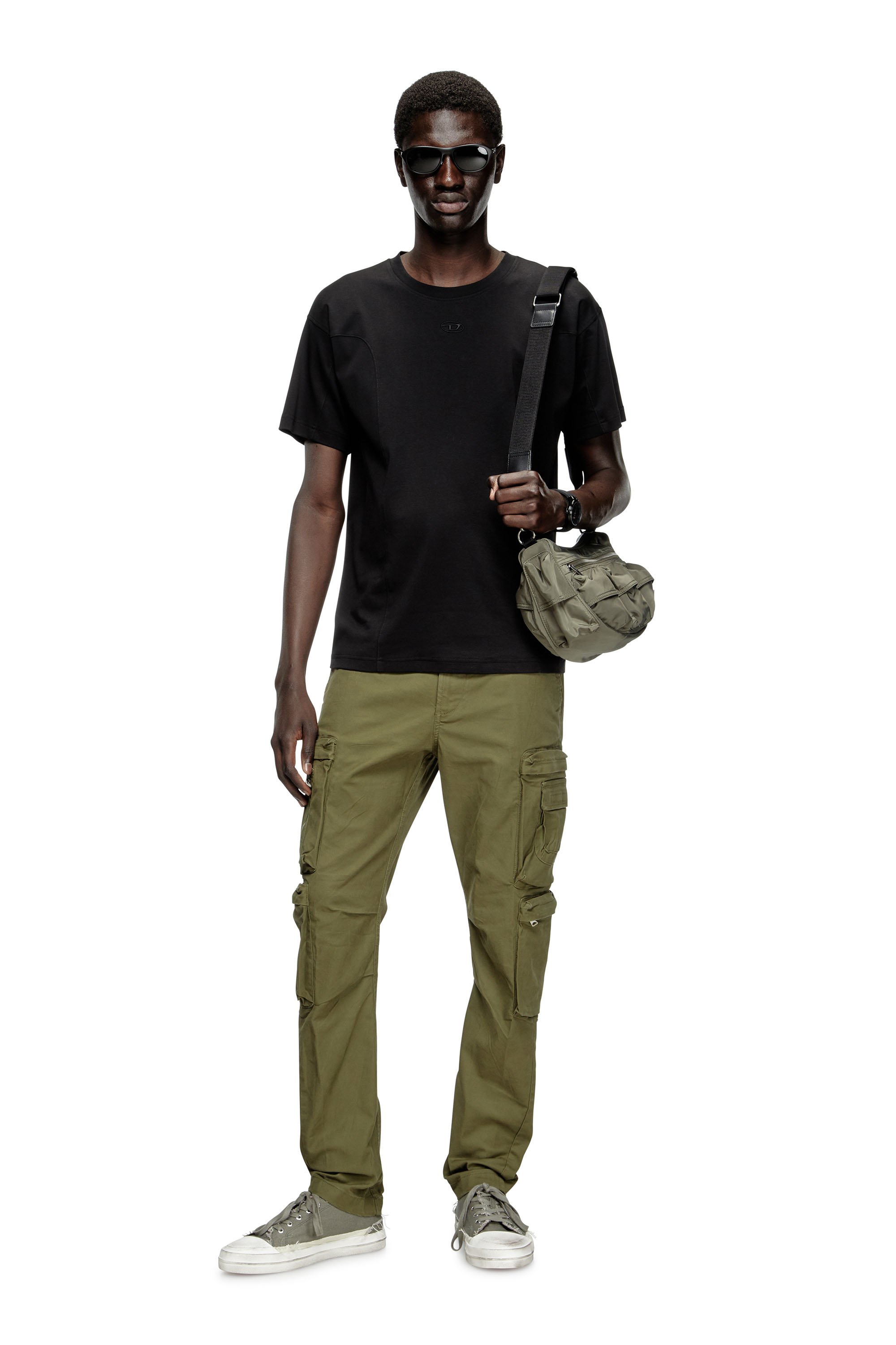 Diesel - T-NORM-INT, Male's Short-sleeve T-shirt with panels in ブラック - 2