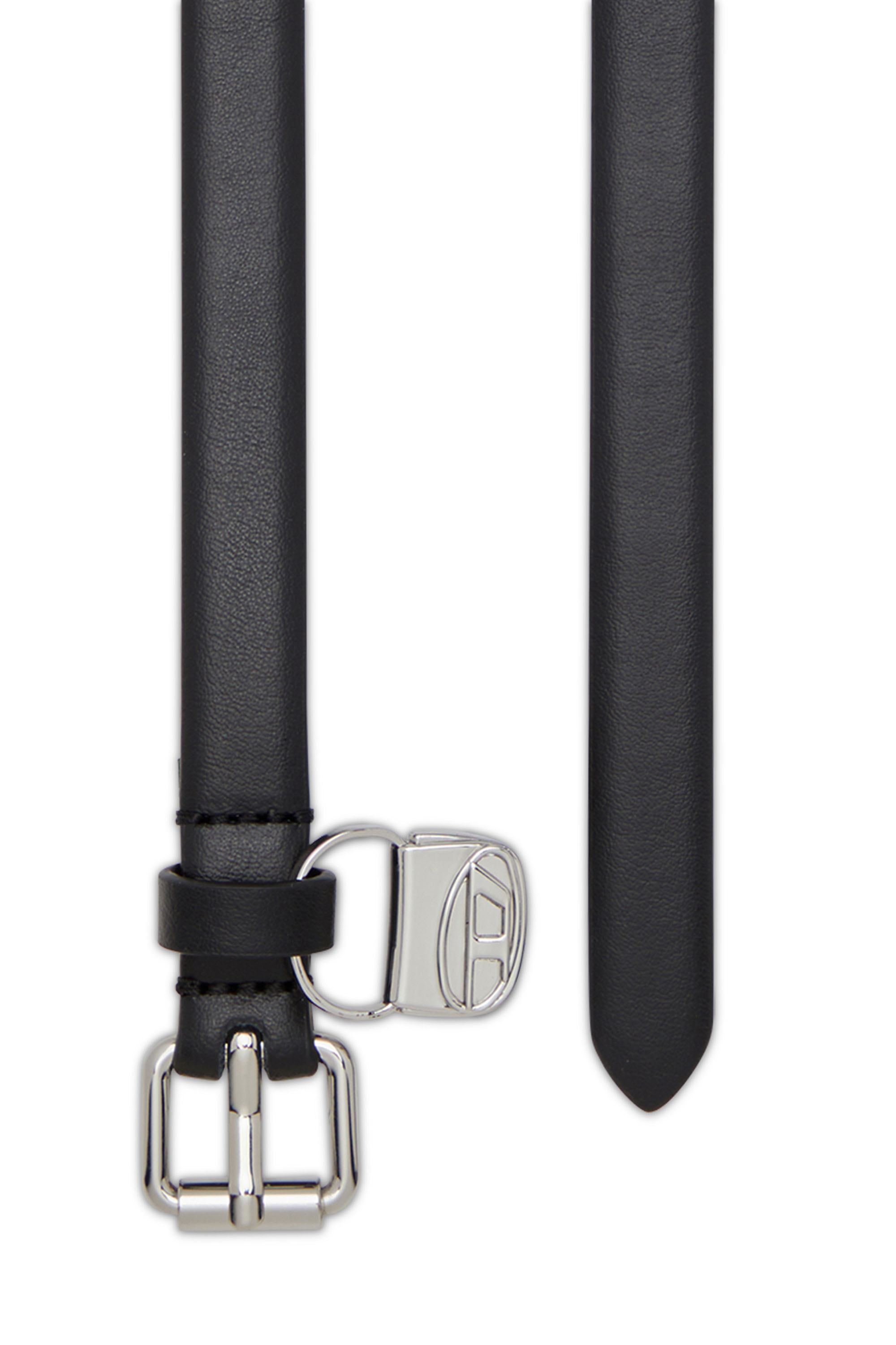 Diesel - B-CHARM HIP, Female's Slim leather belt with 1DR bag charm in ブラック - 2