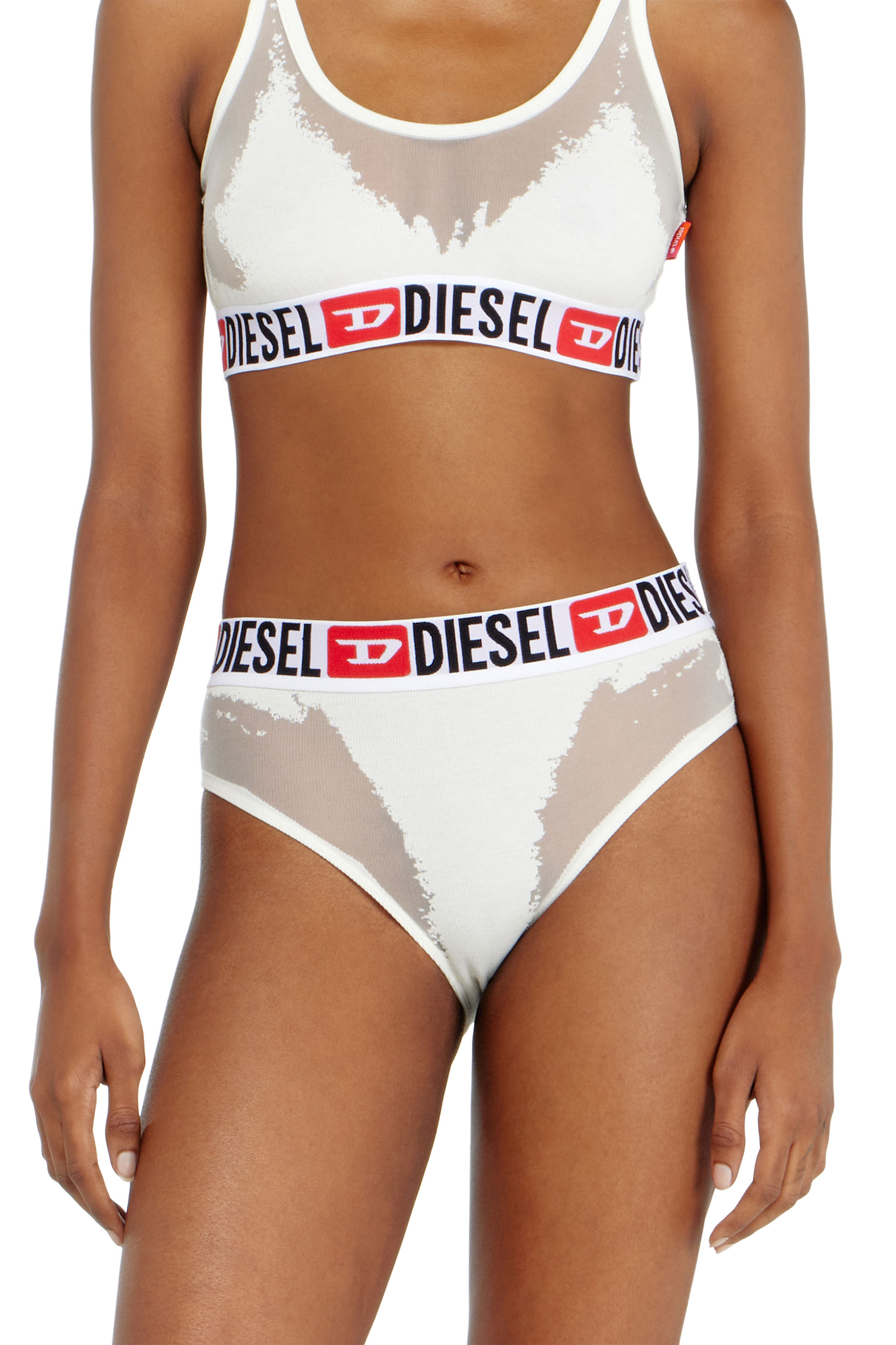 Diesel - PR-SAM-D-CORE, Female's Briefs with sheer devor&eacute; effect in ホワイト - 2