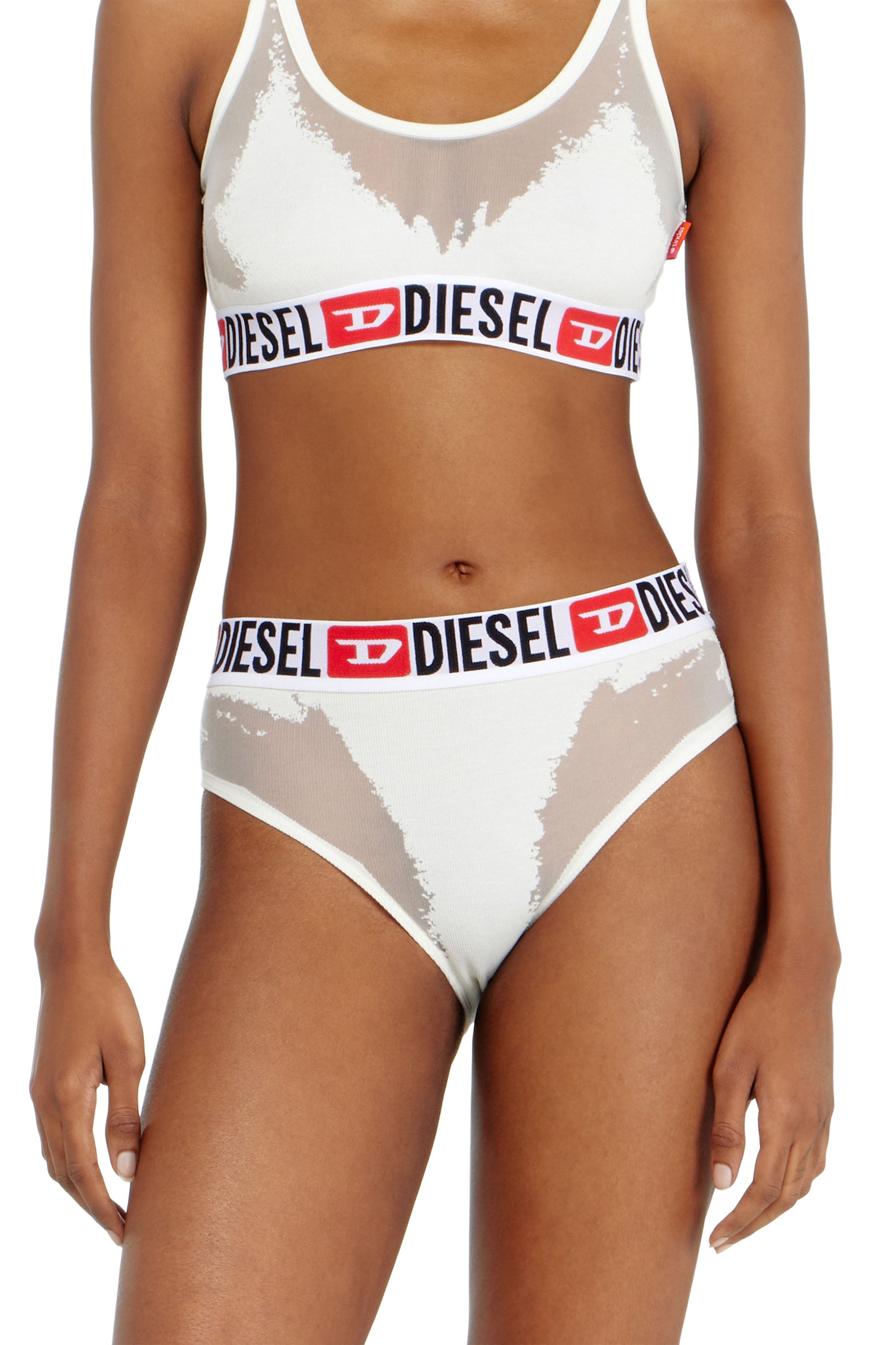 Diesel - PR-SAM-D-CORE, Female's Briefs with sheer devor&eacute; effect in ホワイト - 3