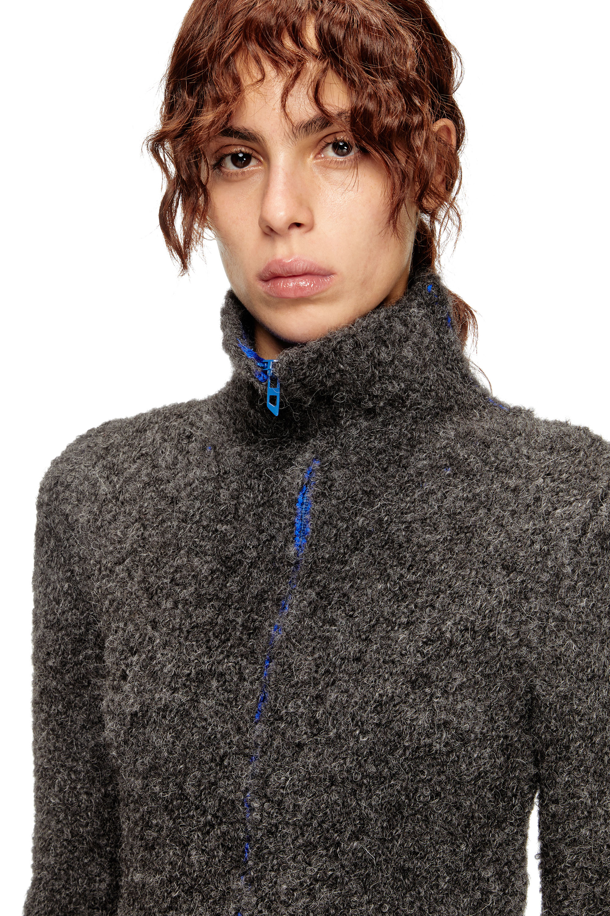 Diesel - M-ELEONERE, Female's Zip cardigan with contrast interior in ダークグレー - 4