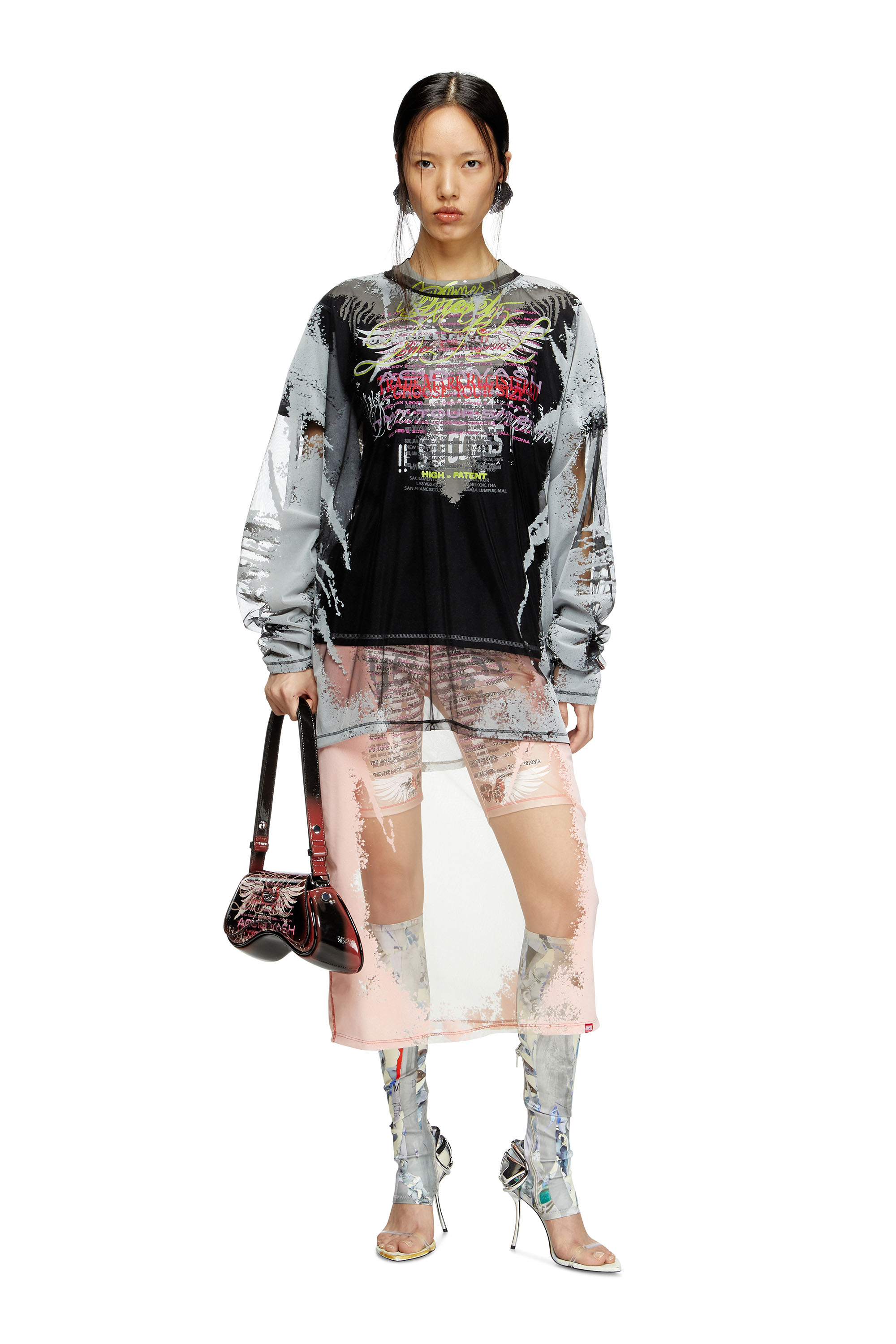 Diesel - T-NORMAC-1, Female's Crew neck T-shirt with lyrics print in ブラック - 1