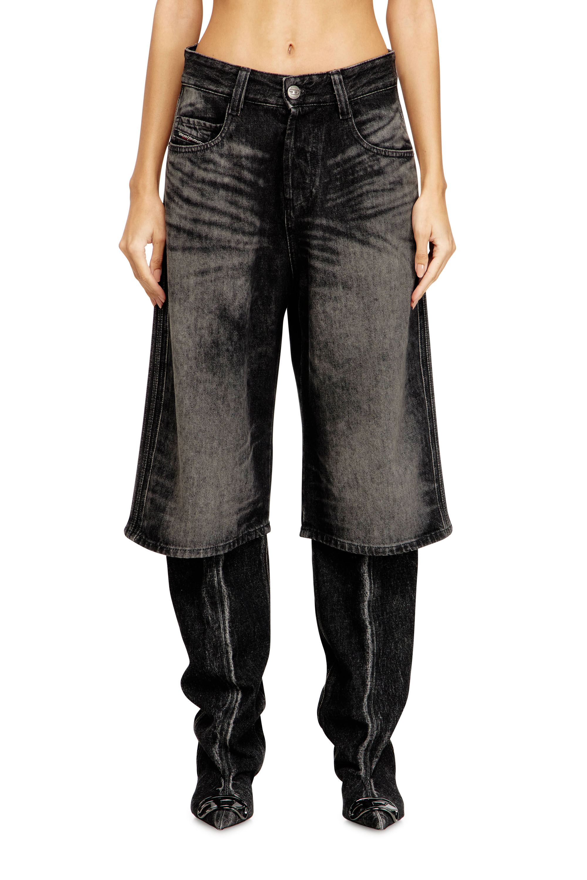 Diesel - D-ENIM-M-SHORT-S, Unisex's デニムショートパンツ in ブラック - 1