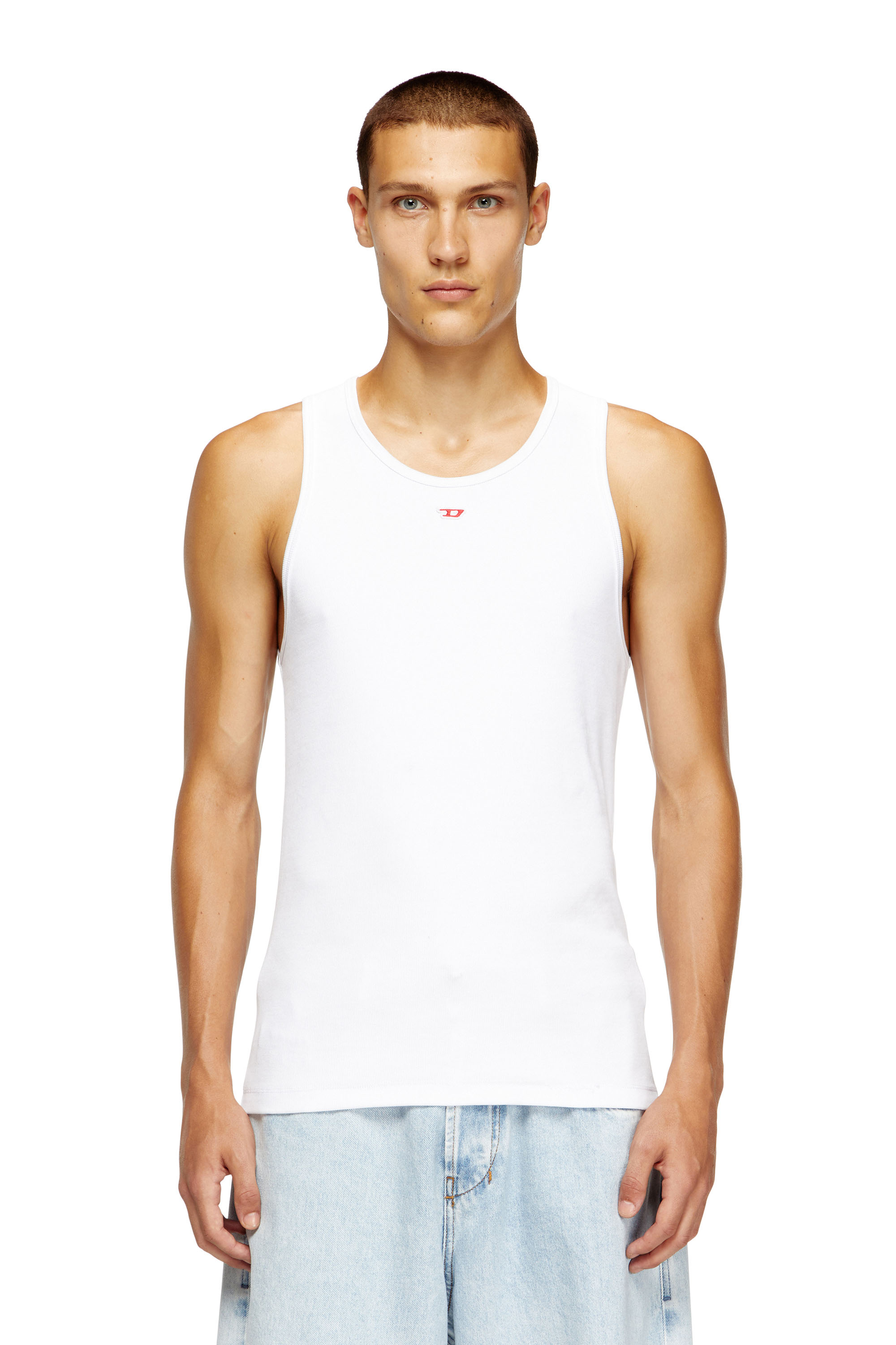 Diesel - T-LIFTY-D, Male's Tank top with mini D logo patch in ホワイト - 1