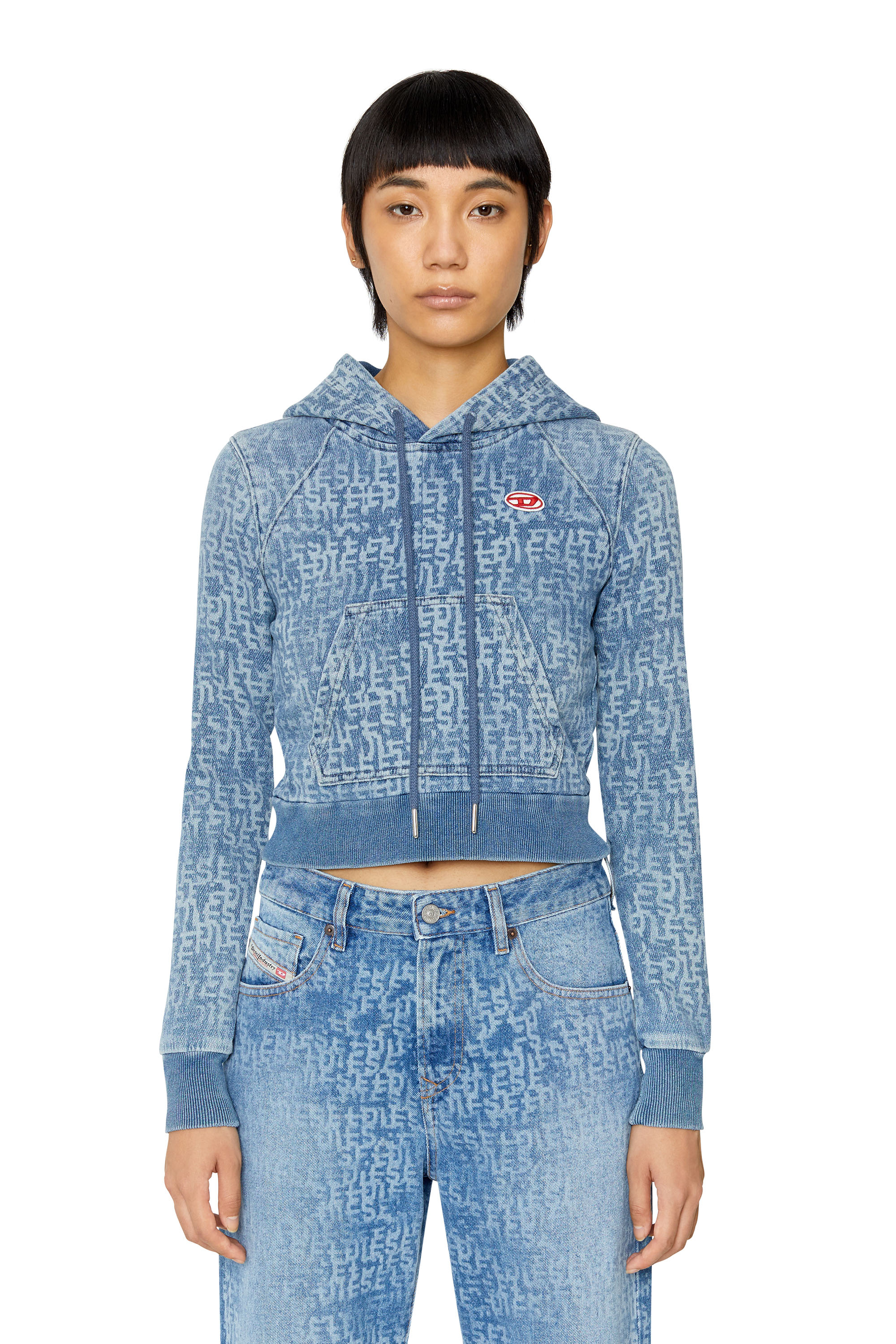 Diesel - D-ANGY TRACK DENIM HOODIE, ライトブルー - Image 1