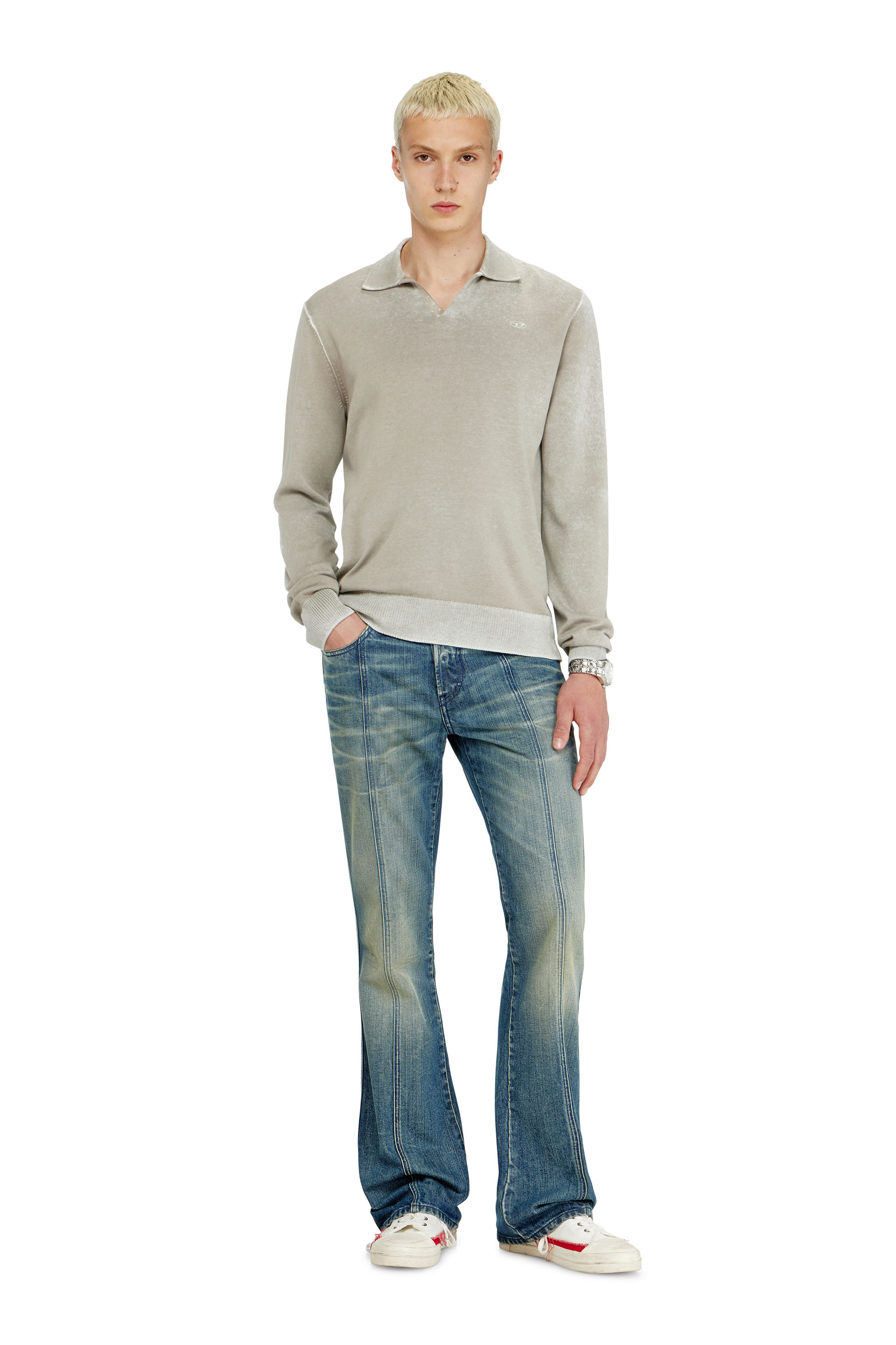 Diesel - K-LAWRENCE, Male's 長袖ポロニット in ベージュ - 2