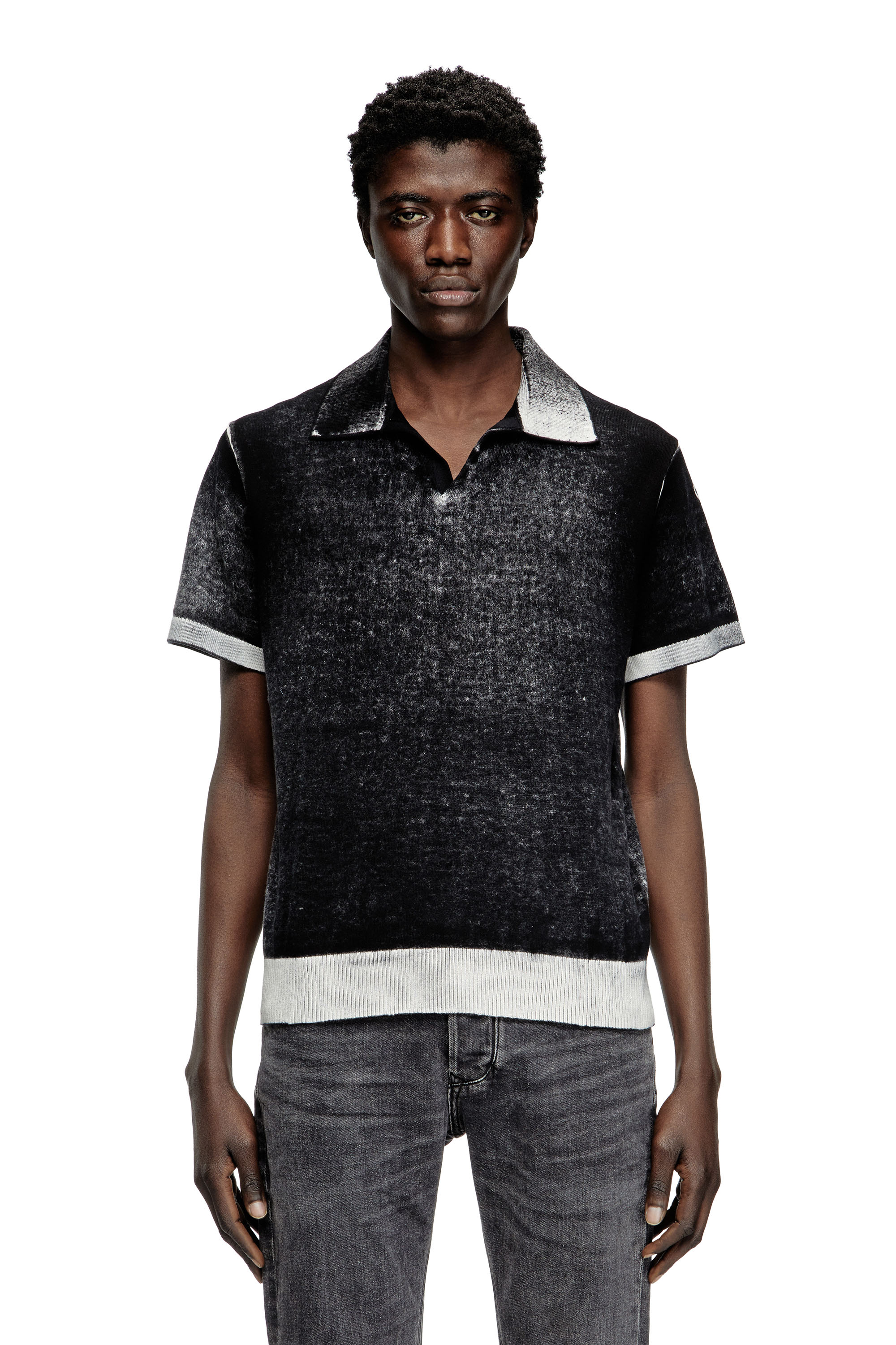 Diesel - K-LORENZO-SS, Male's Reverse-print short-sleeve polo jumper in null - 1