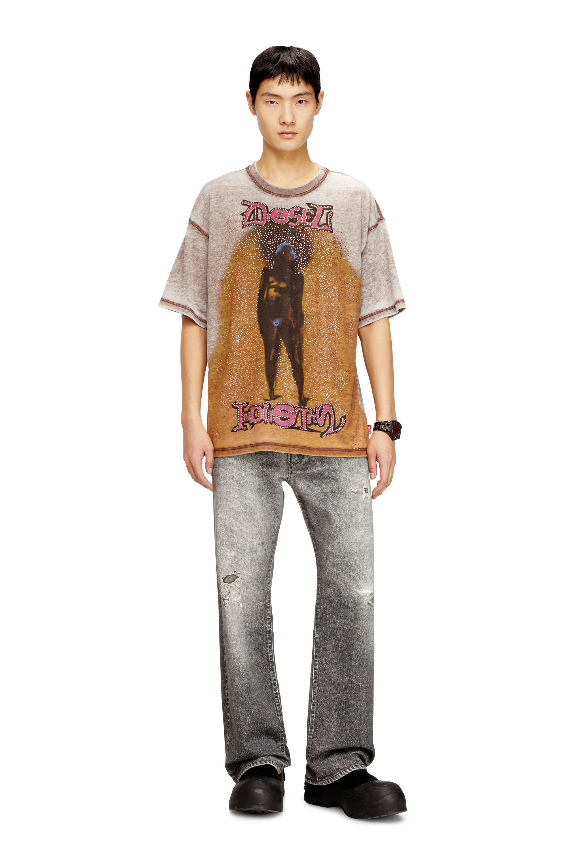 Diesel - T-BOXT-V12, Male's Tシャツ in ライトブラウン - 1