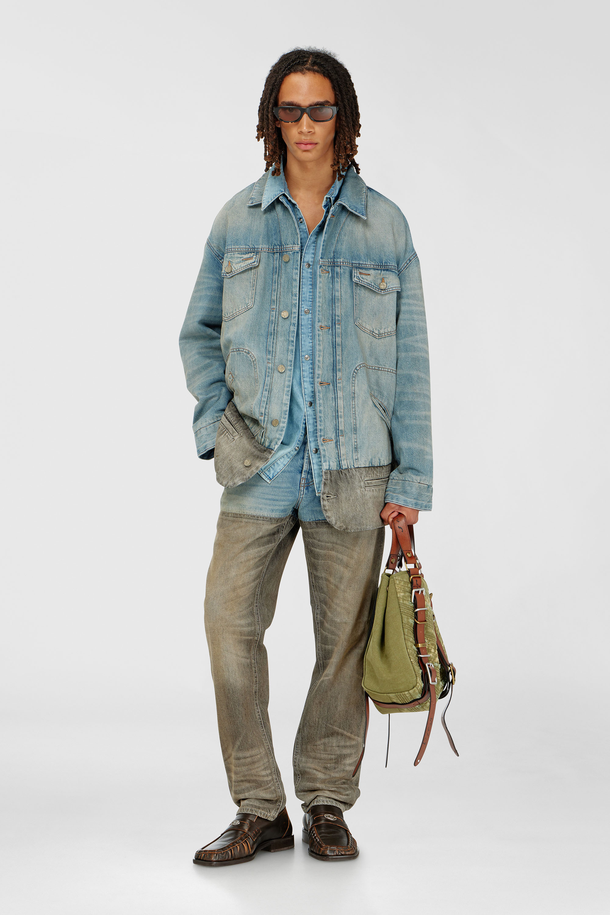Diesel - D-ARI-S, Male's デニムジャケット in グレー/ブルー - 1