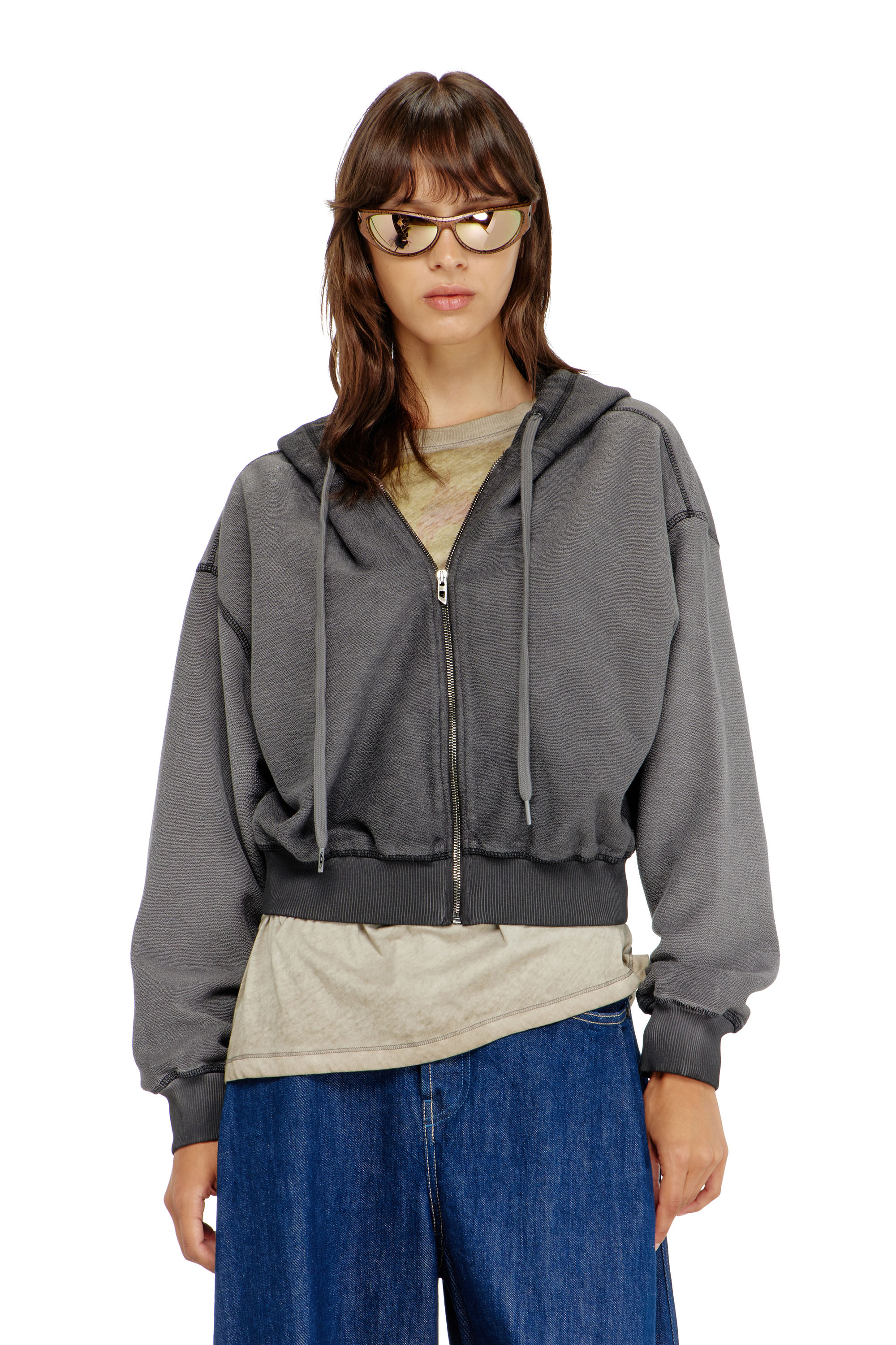 Diesel - F-SUNNY-HOOD-ZIP, Female's ジップアップパーカー in グレー - 3