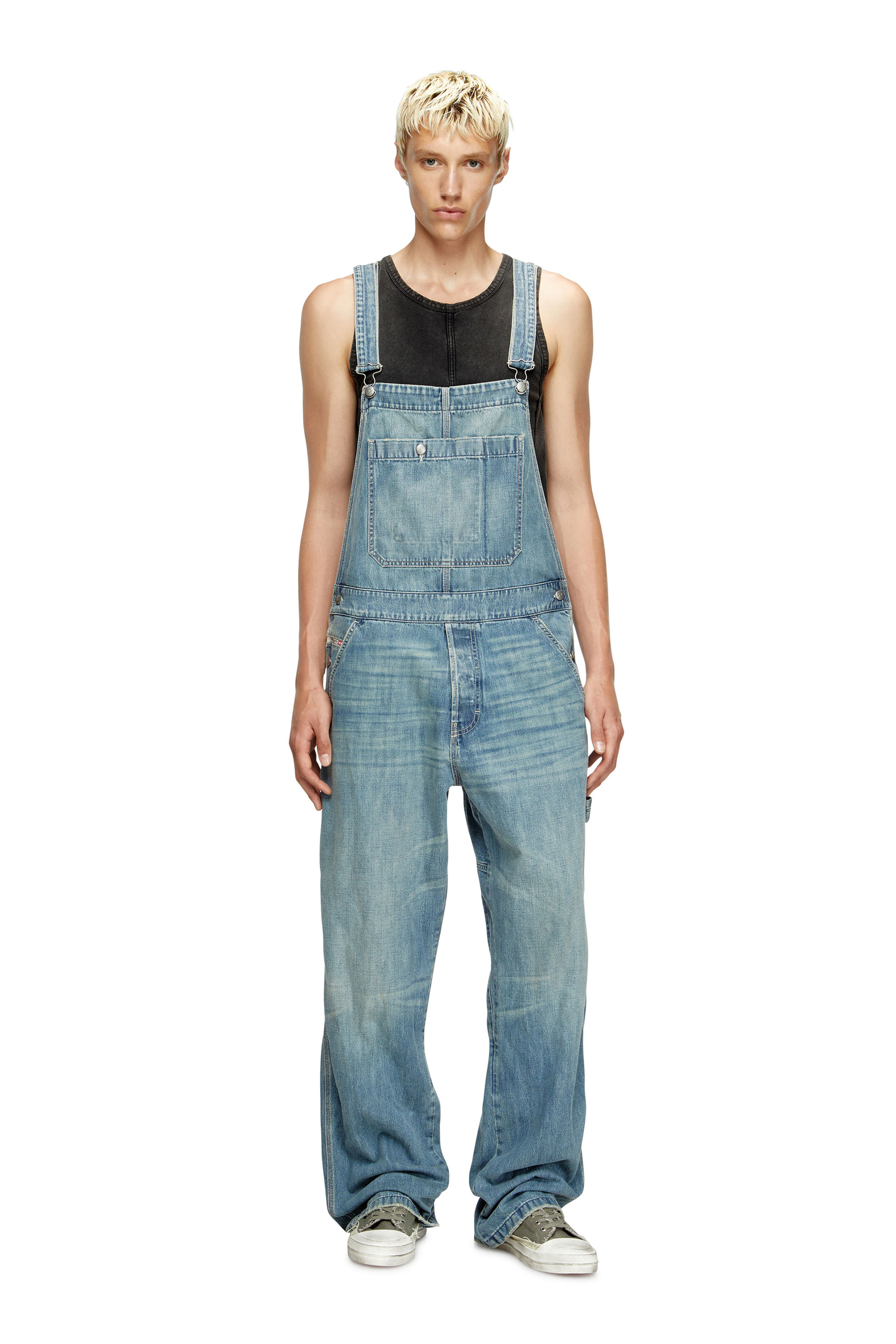 Diesel - D-FRAMU-U, Unisex's Utility-style denim dungarees in ライトブルー - 3