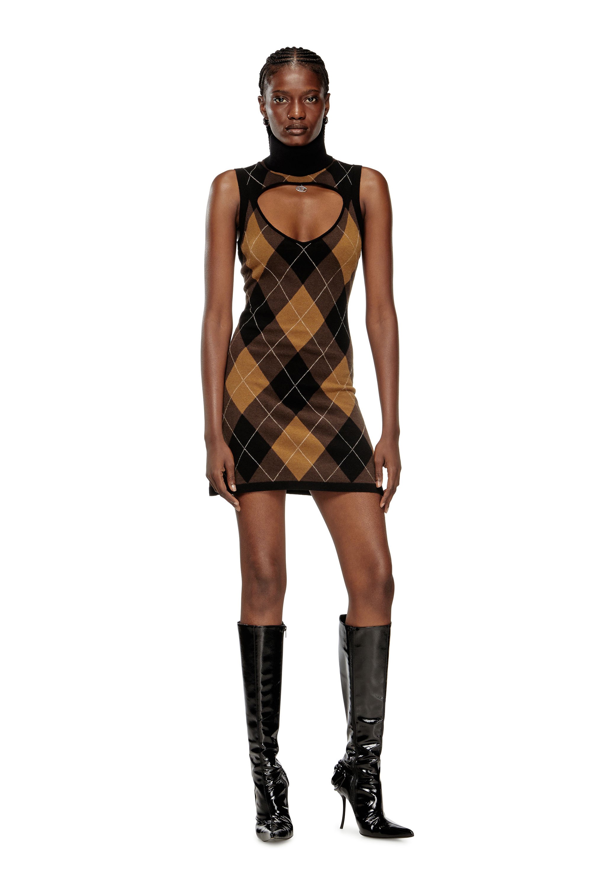 Diesel - M-ROMKO-DRESS, Female's ニットドレス in ブラック/ブラウン - 2
