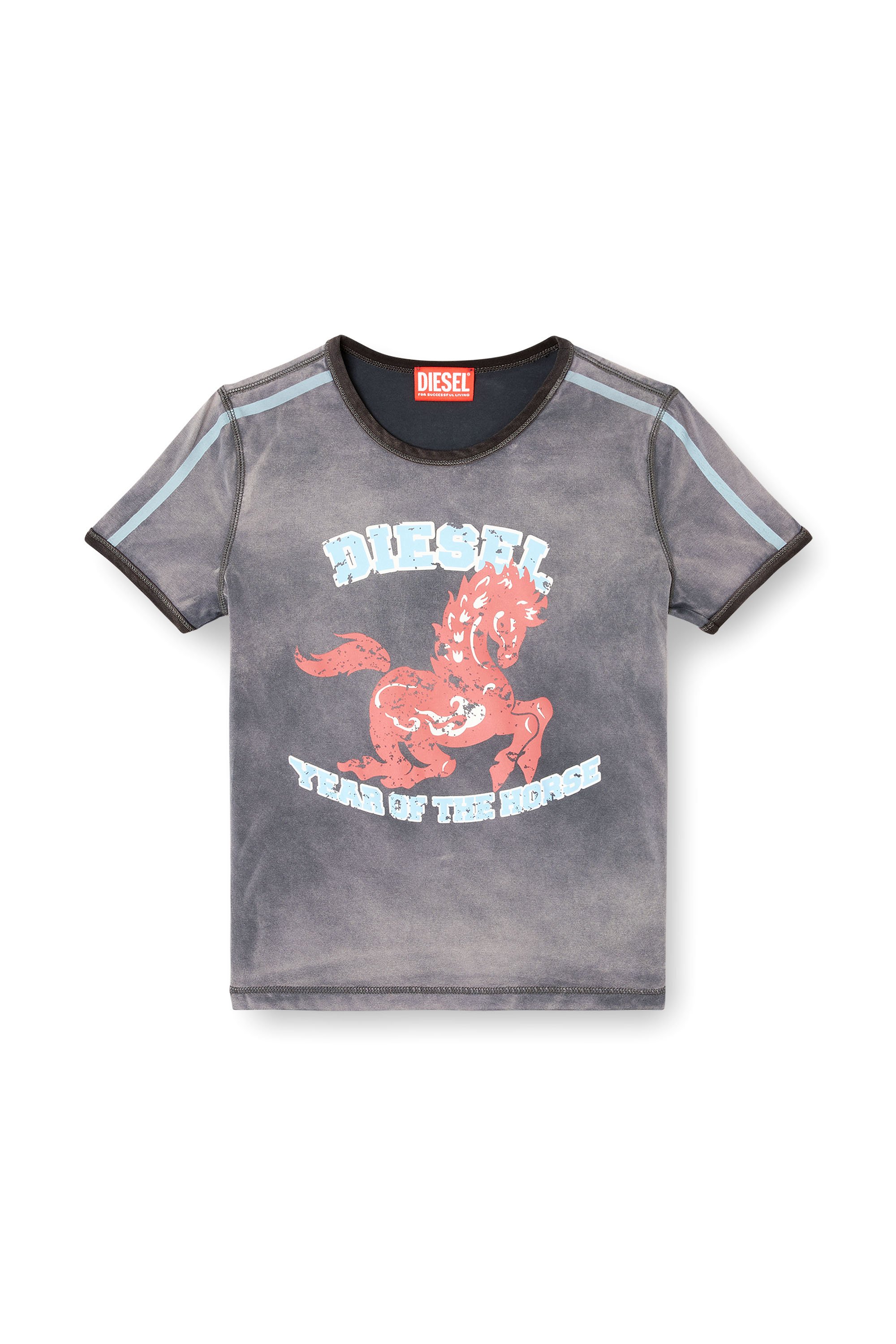 Diesel - CL-T-UNCUTIE-HORSE, Female's Cotton stretch T-shirt with horse graphic print in ブラック - 3