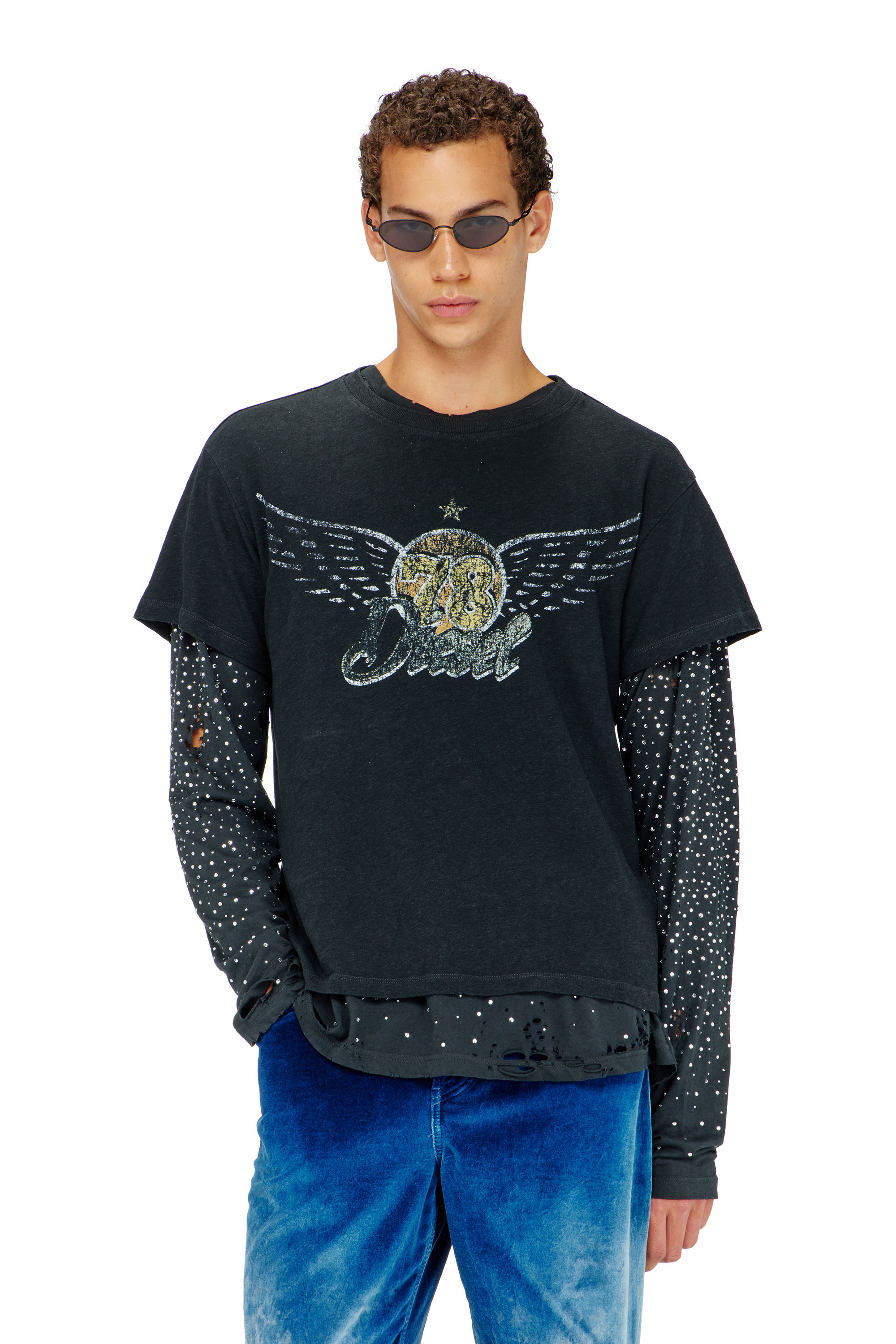 Diesel - T-GERIO-A, Male's Cotton-hemp T-shirt with concert graphics in null - 3