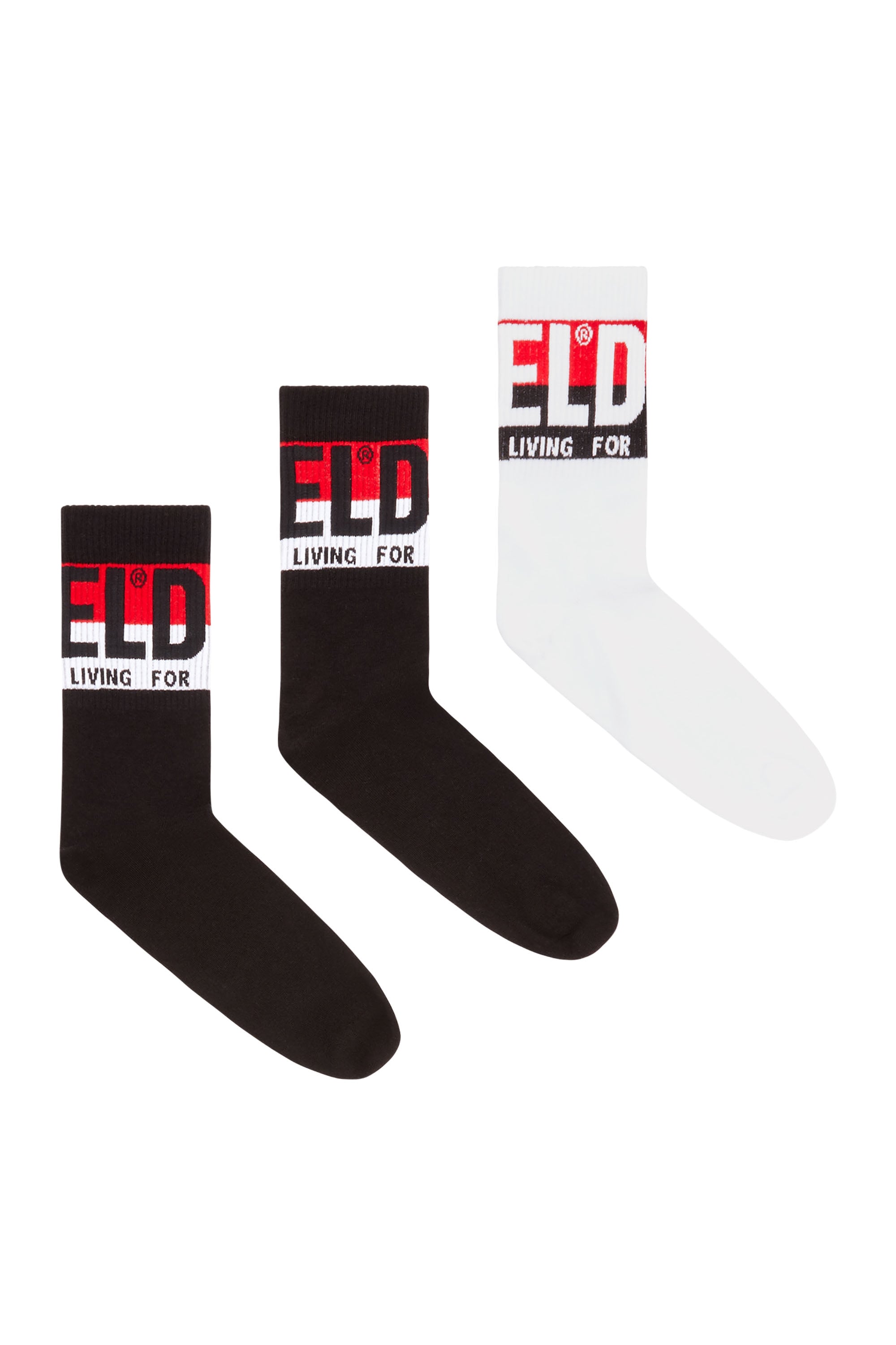 Diesel - SKM-RAY-THREEPACK, Male's ソックス 3枚パック in ブラック/ホワイト - 1