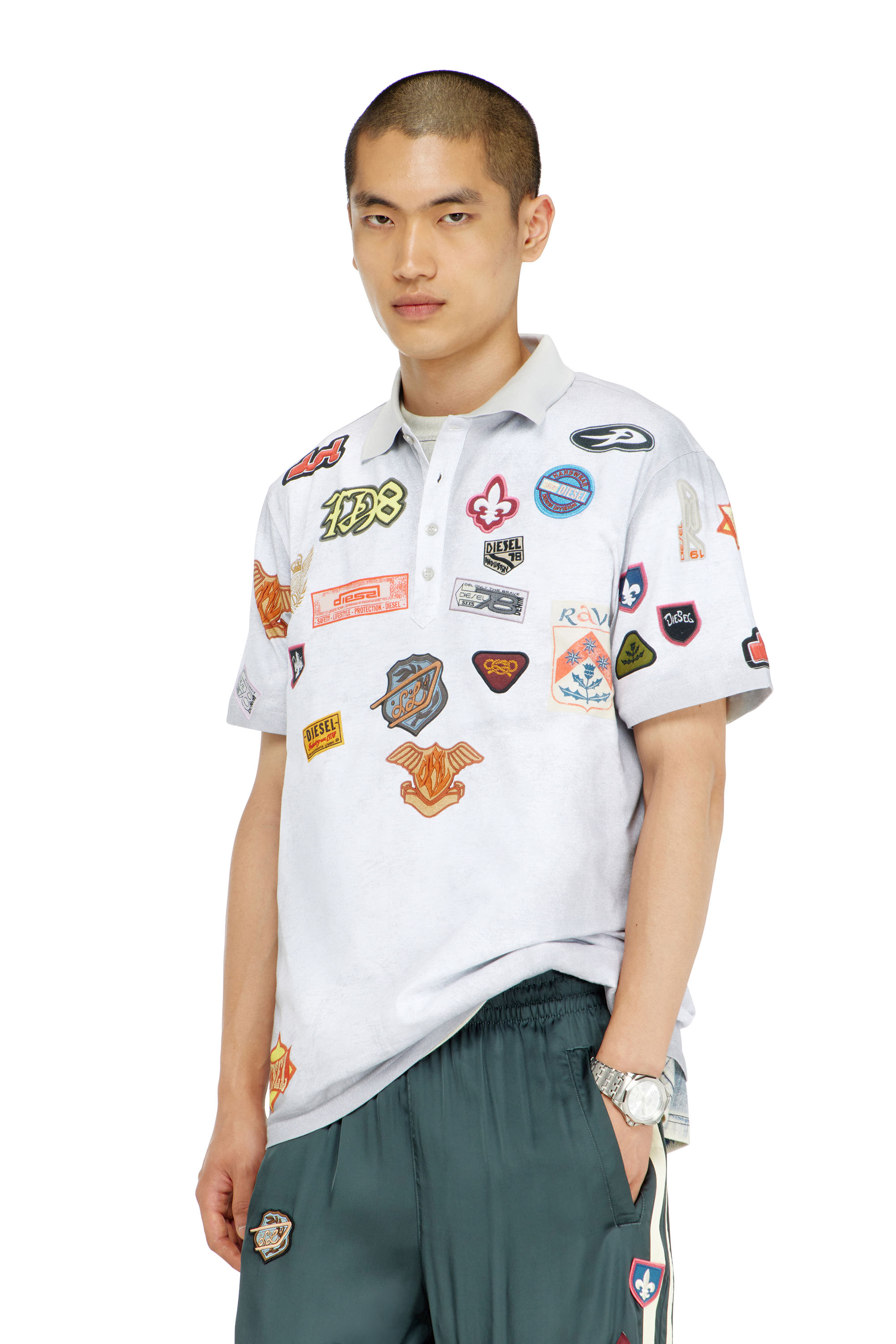 Diesel - T-REJUST-PATCHES, Male's ポロシャツ in ホワイト - 3