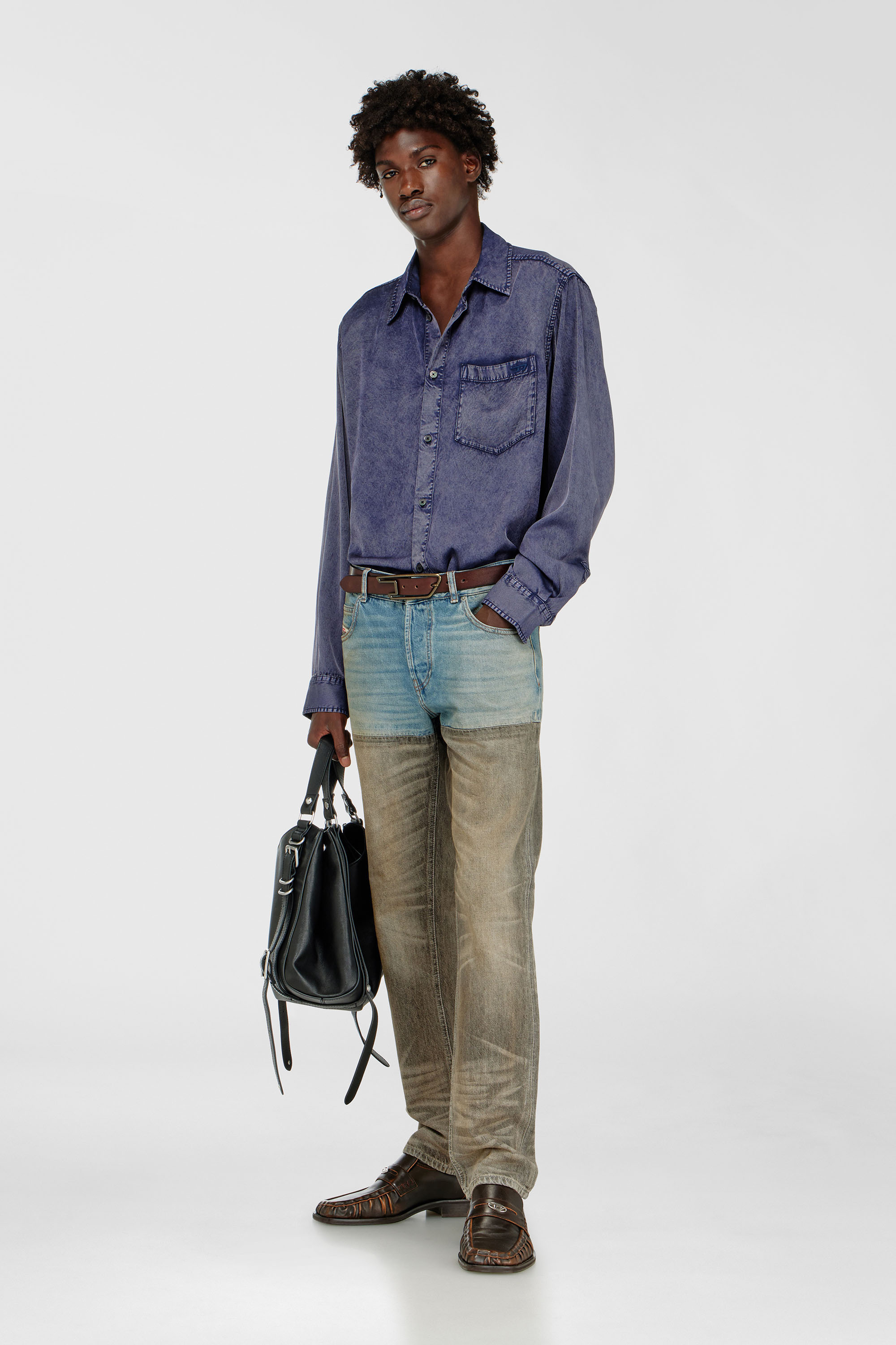 Diesel - D-ONE TOPHANDLE M, Unisex's D-One-Medium top-handle bag in treated leather in ブラック - 2