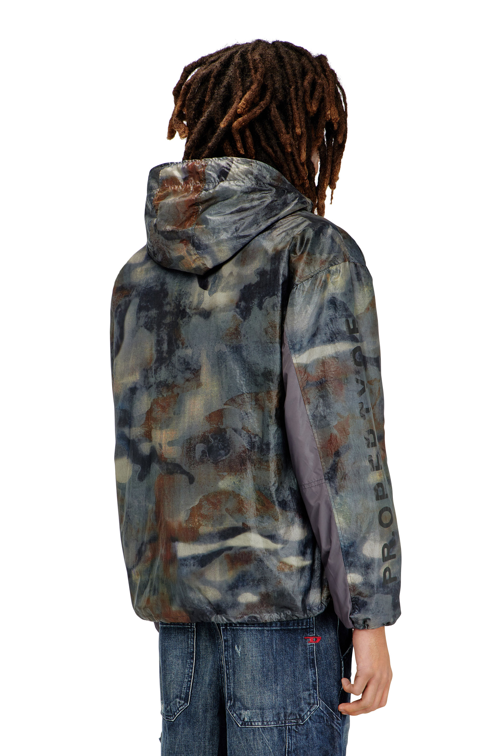 Diesel - J-SQUAD-BMCX, Male's Windbreaker with abstract print in ブルー/ブラウン - 4