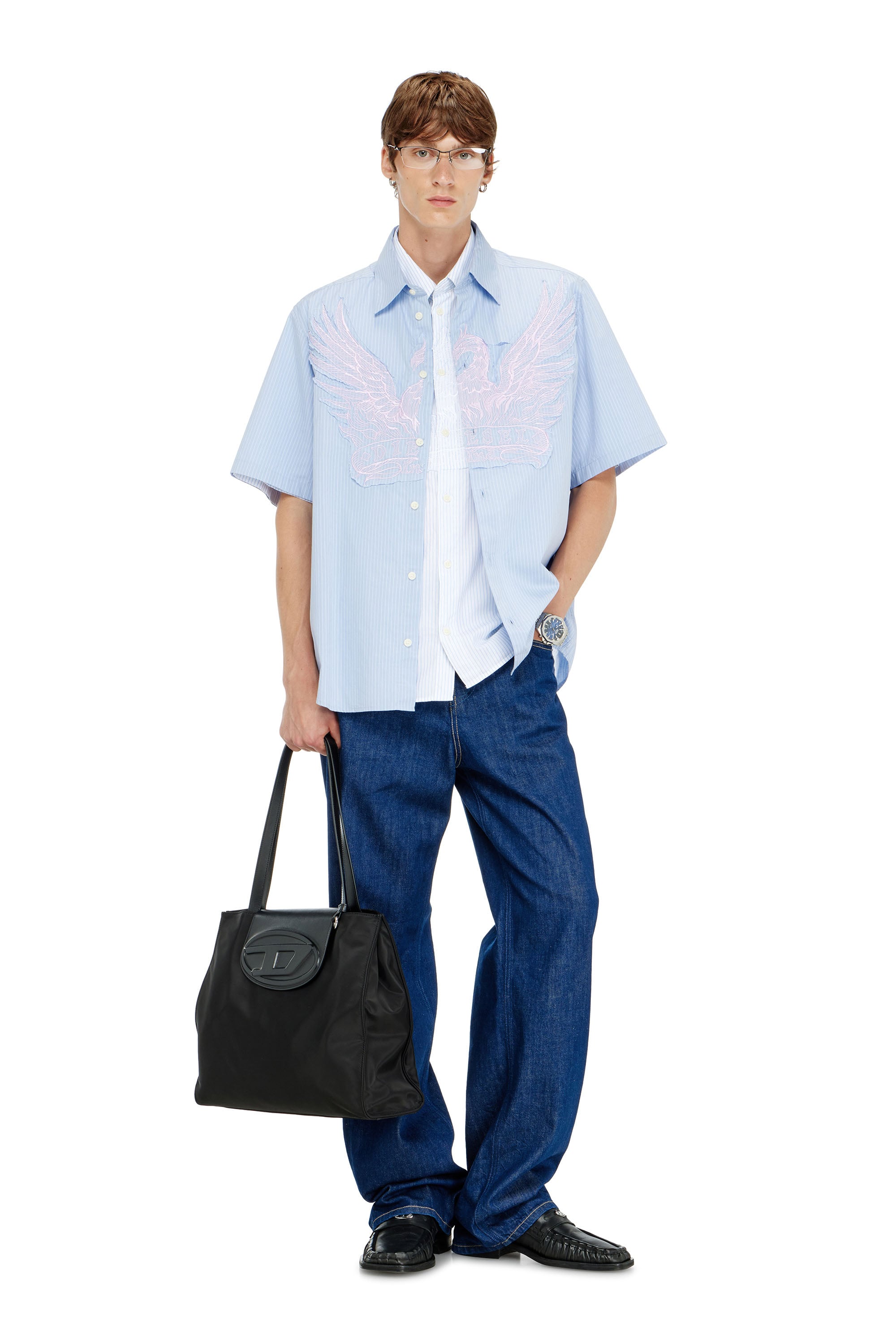 Diesel - S-SIMPLY-SS-AGCZ, Male's 半袖シャツ in ライトブルー - 2