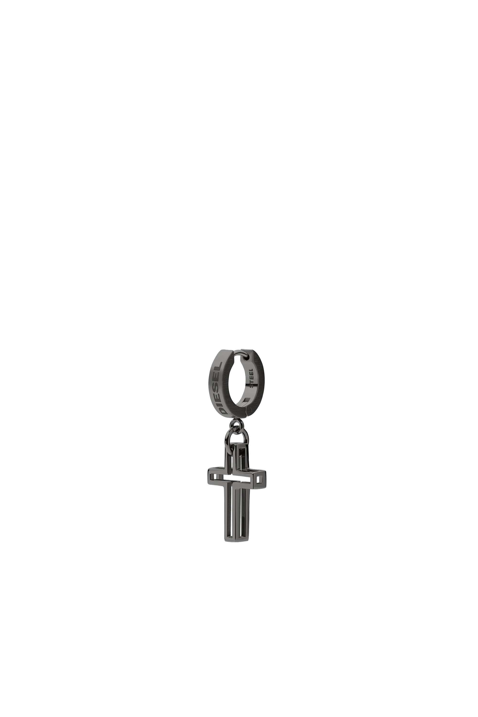 Diesel - DX1274, Male's Black stainless steel cross motif single drop earring in シルバー - 2