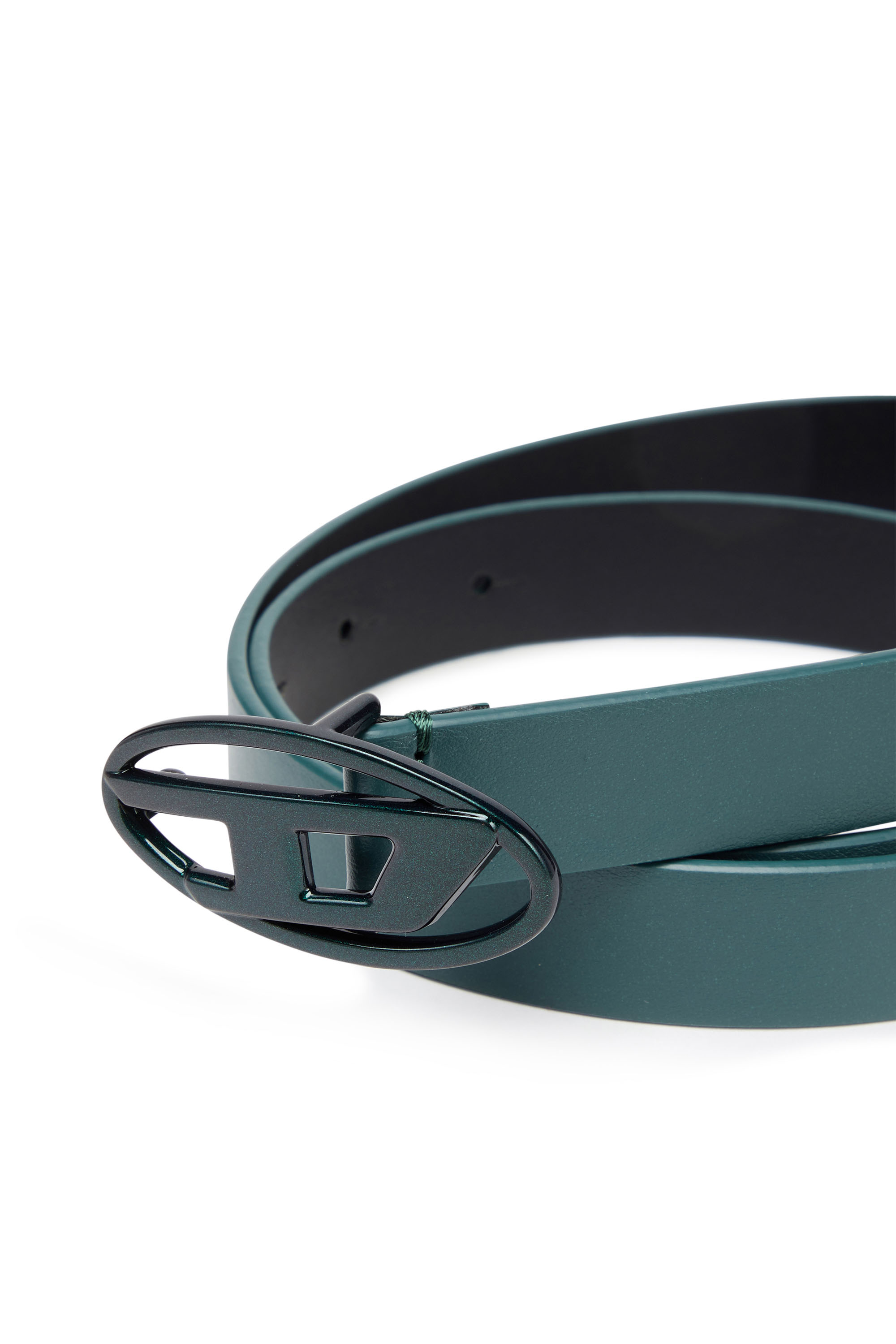 Diesel - B-1DR 20, Female's Slim leather belt with iridescent buckle in グリーン/ブルー - 3