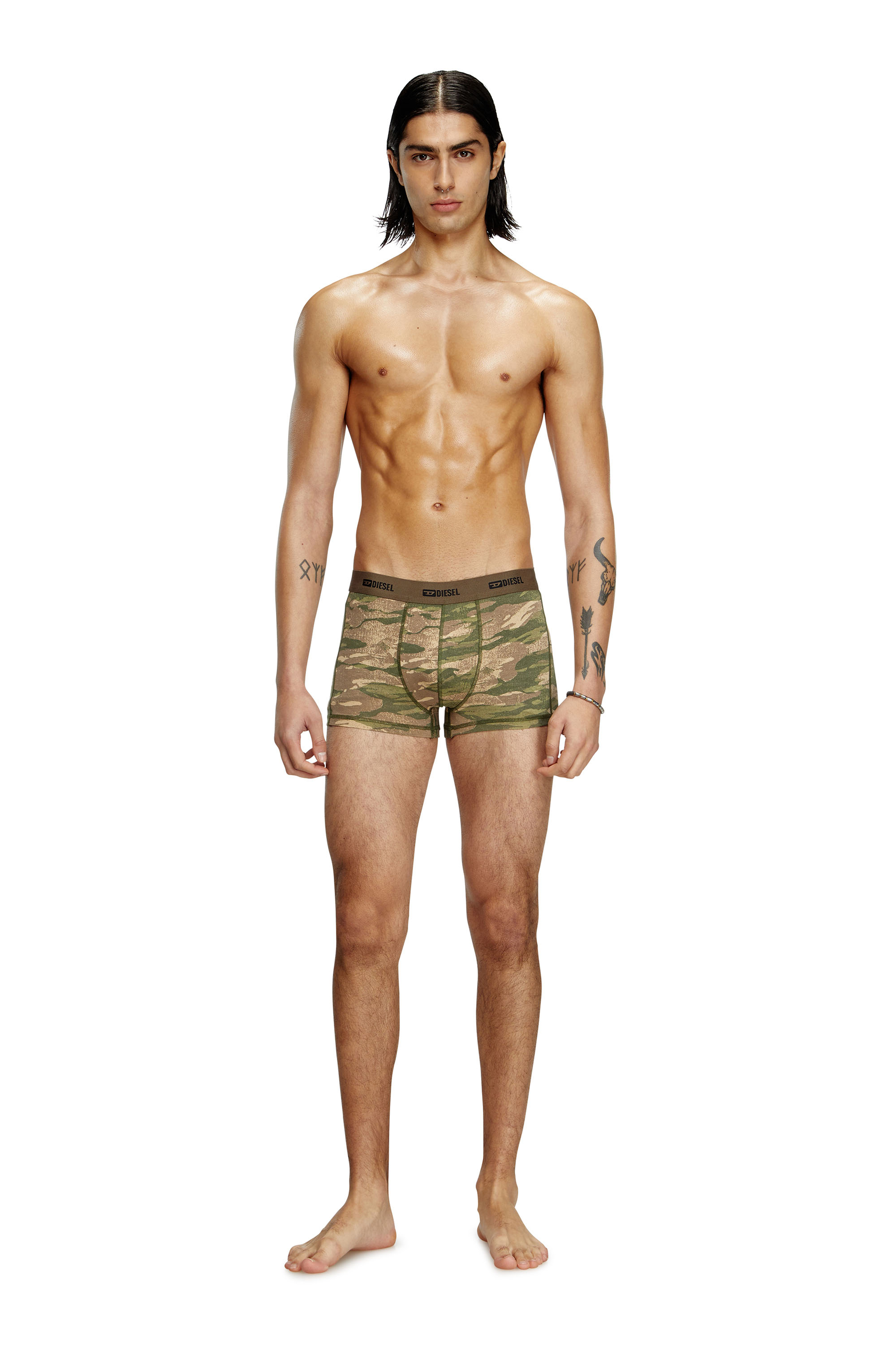 Diesel - DAMIEN-UTLT-3PACK, Male's 3-pack of boxer briefs plain and camo in ブラウン/グリーン - 3