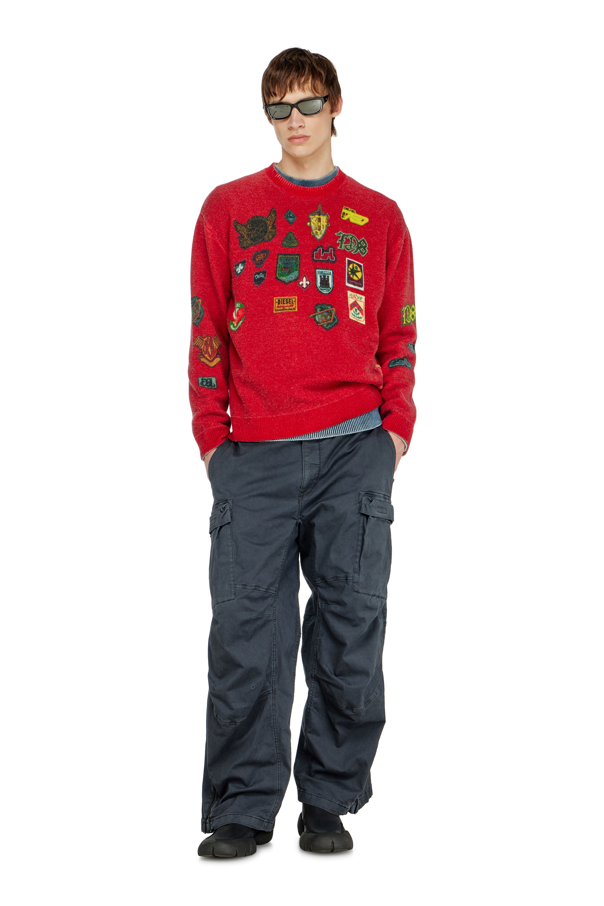 Diesel - K-PATCY, Male's プルオーバーニット in レッド - 2