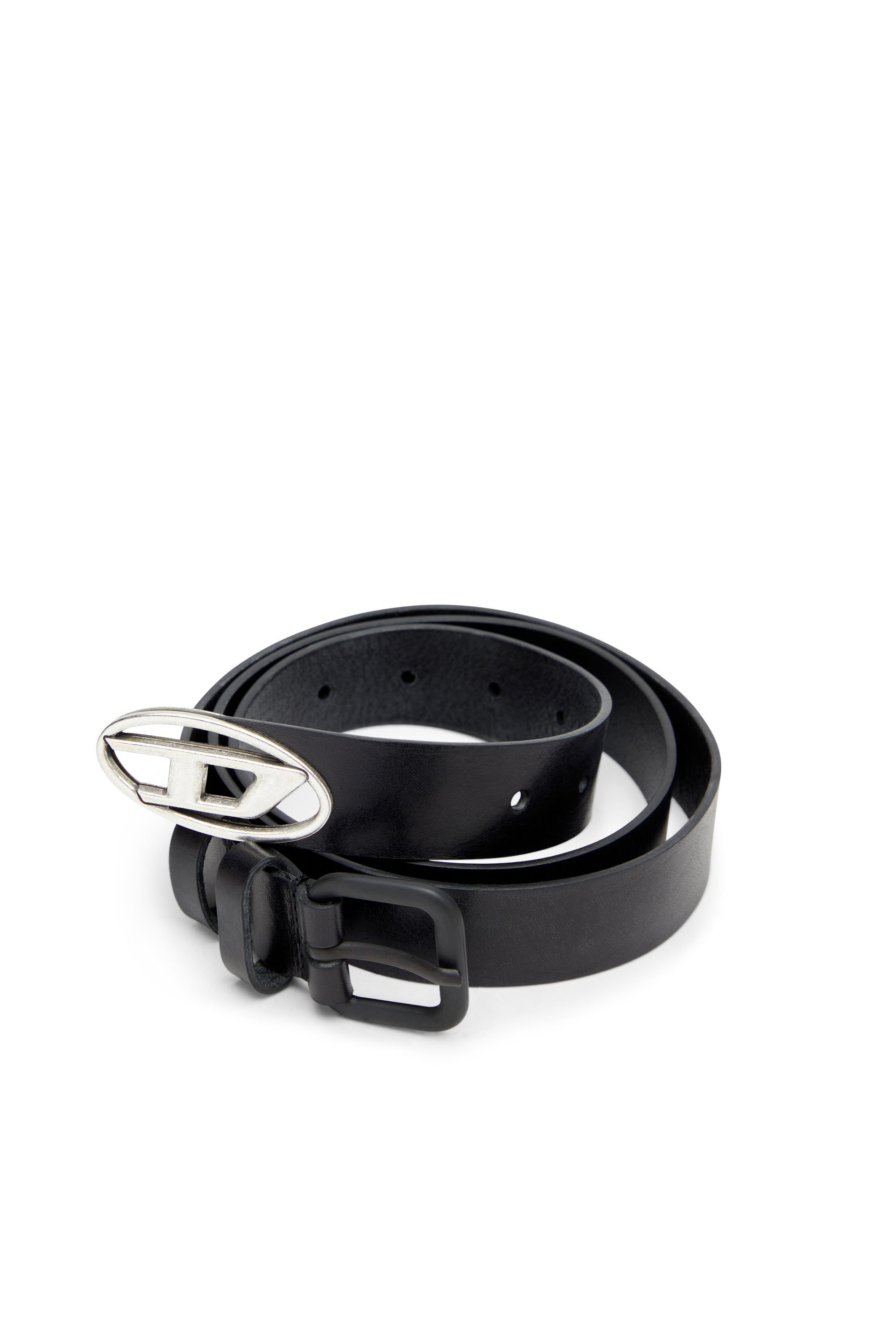Diesel - B-INLAY, Unisex's Leather belt with oval D logo in ブラック - 3