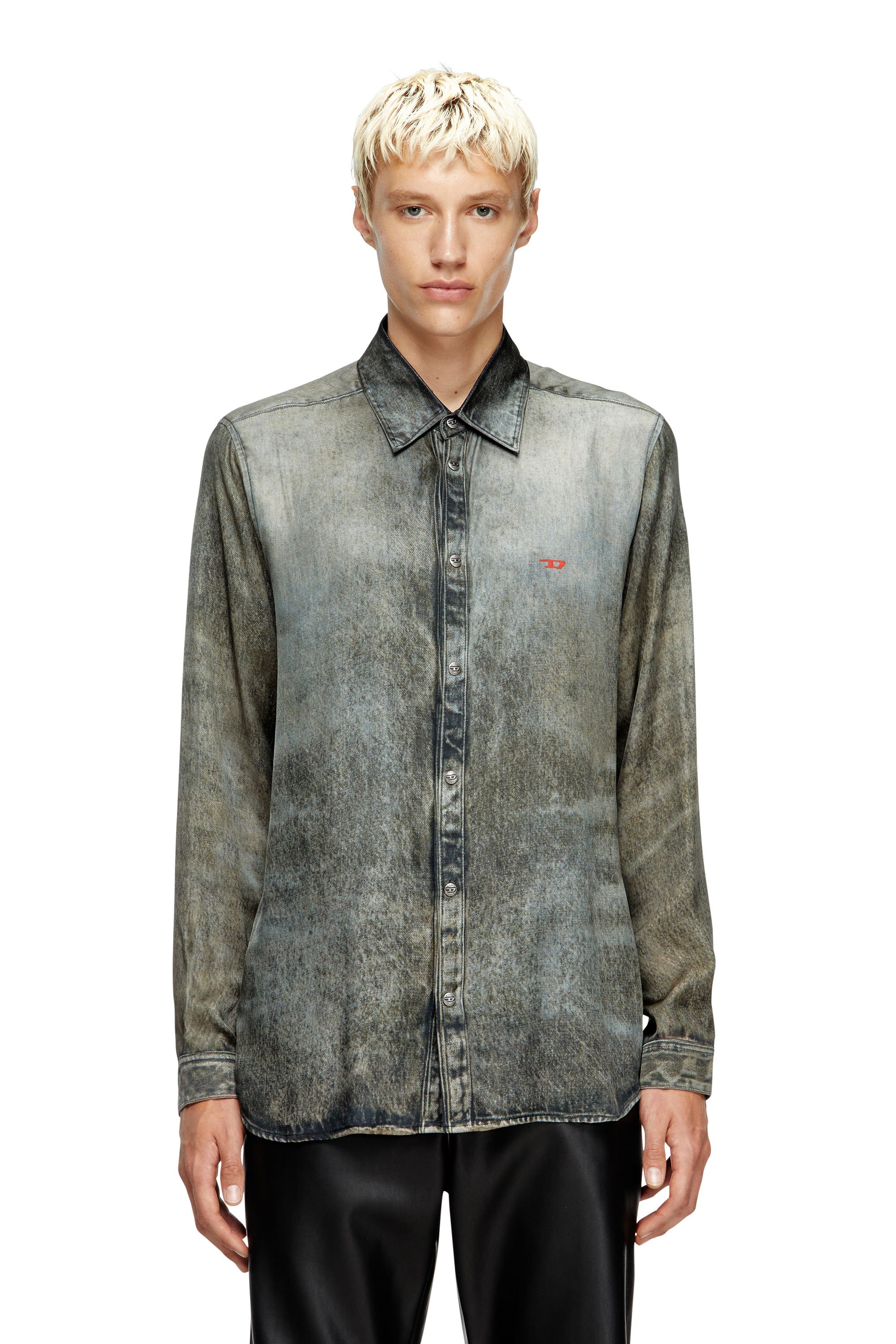 Diesel - S-SIMPLY-LKCT, Male's Shirt in denim-look viscose in ブラック - 1