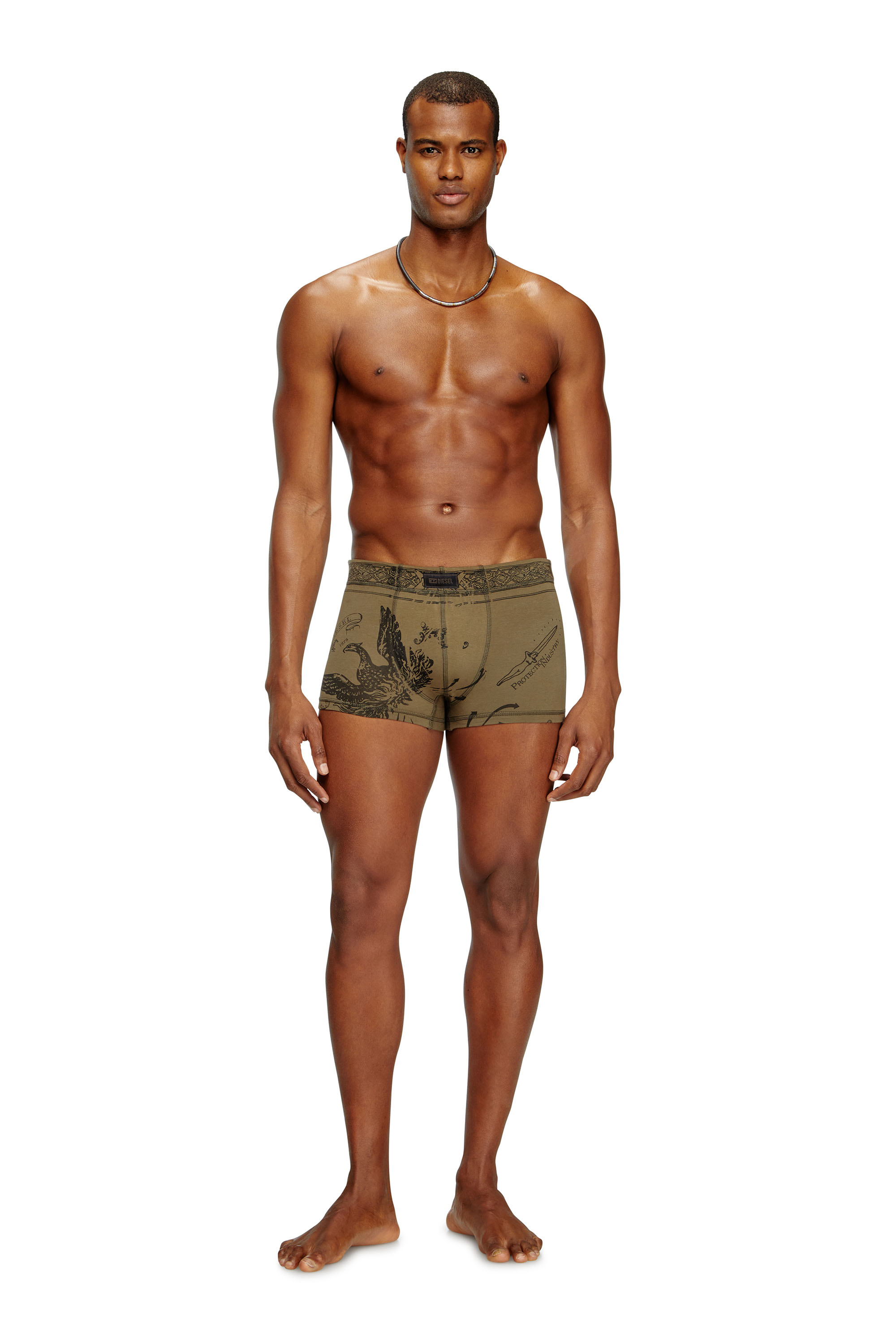 Diesel - DAMIEN-UTLT, Male's Boxer briefs with Phoenix print in ミリタリーグリーン - 1