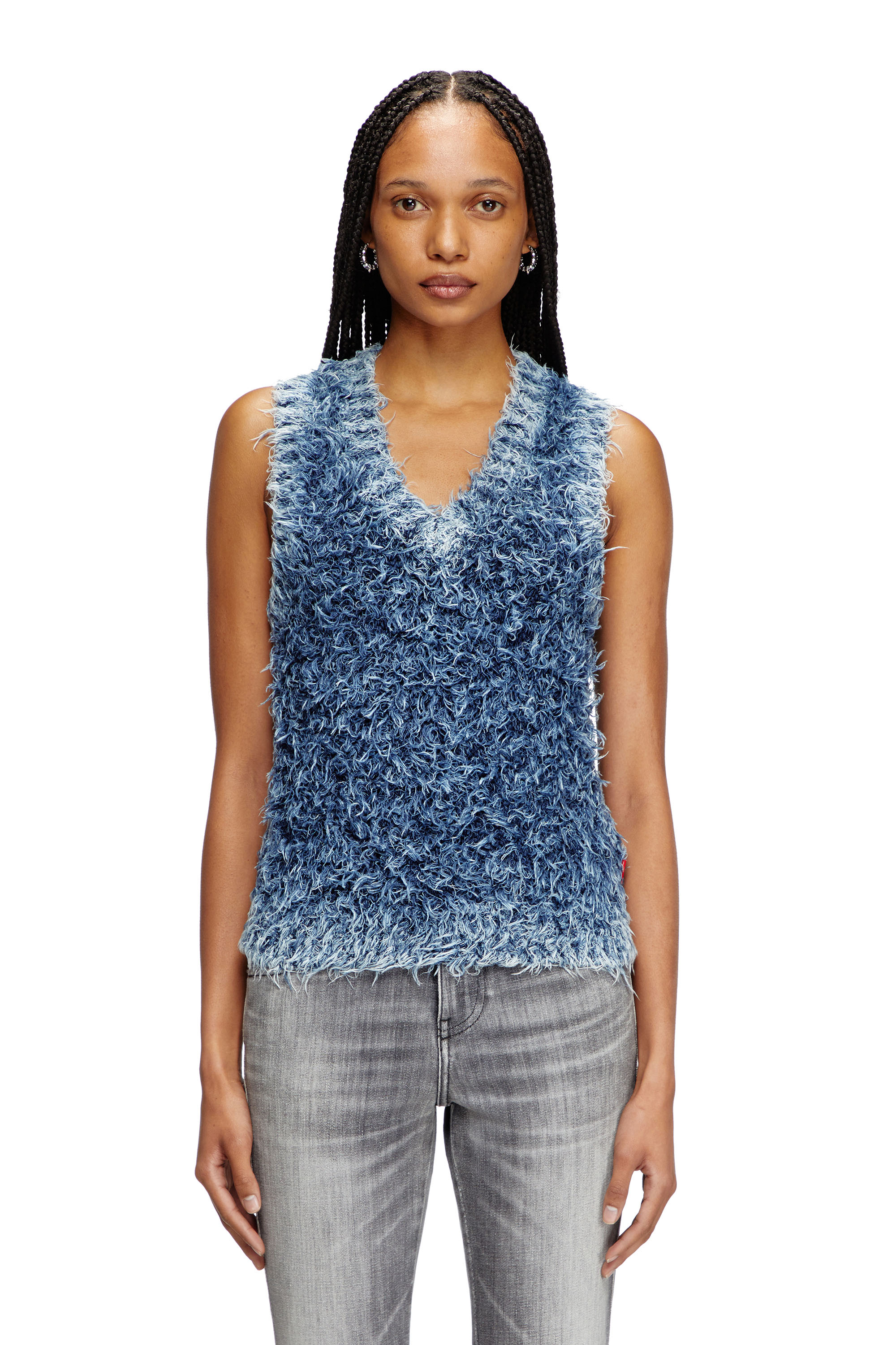 Diesel - M-DELIN, Female's Textured-knit vest in ブルー - 1