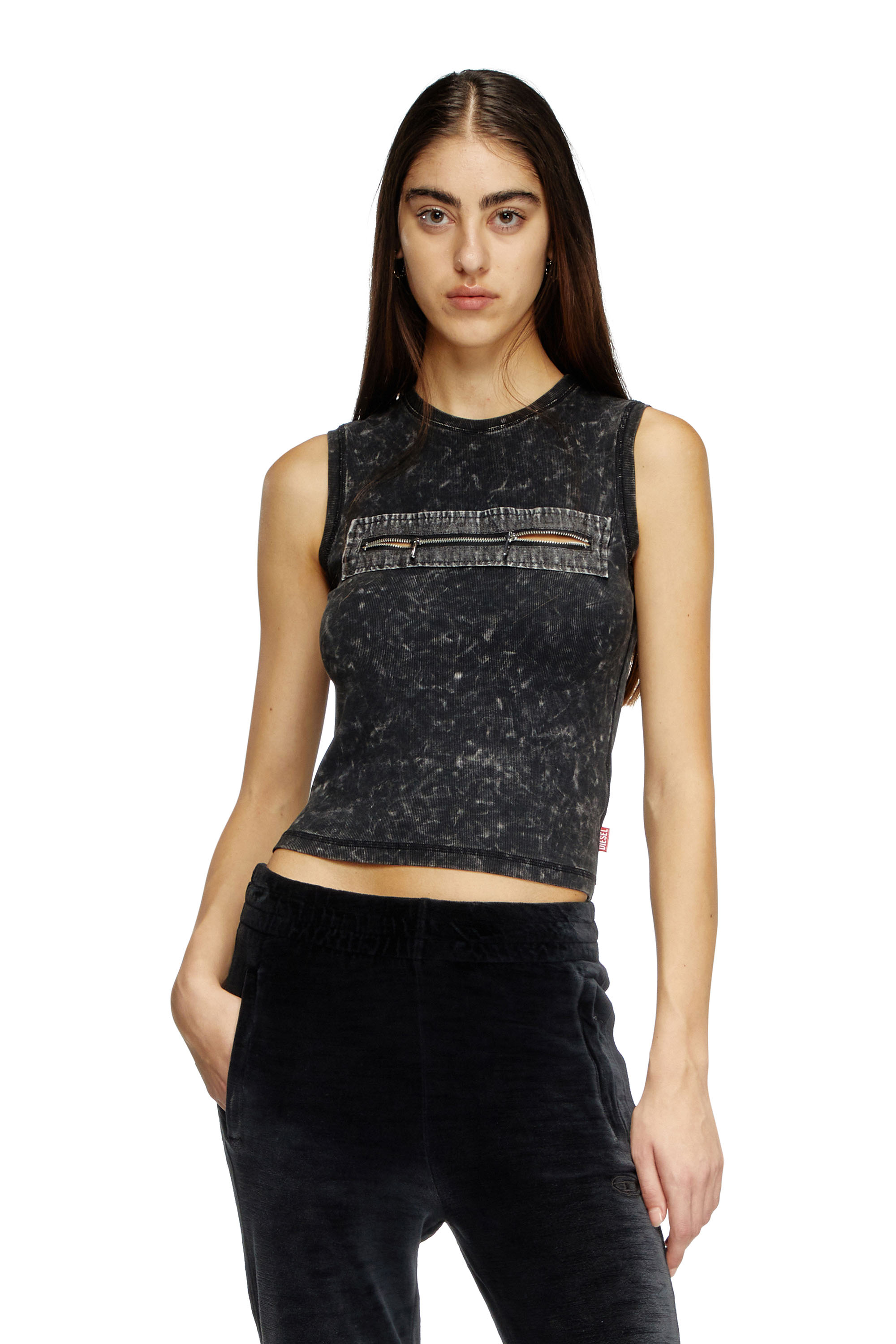 Diesel - T-ARTED, Female's Sleeveless top with zip detail in ブラック - 1